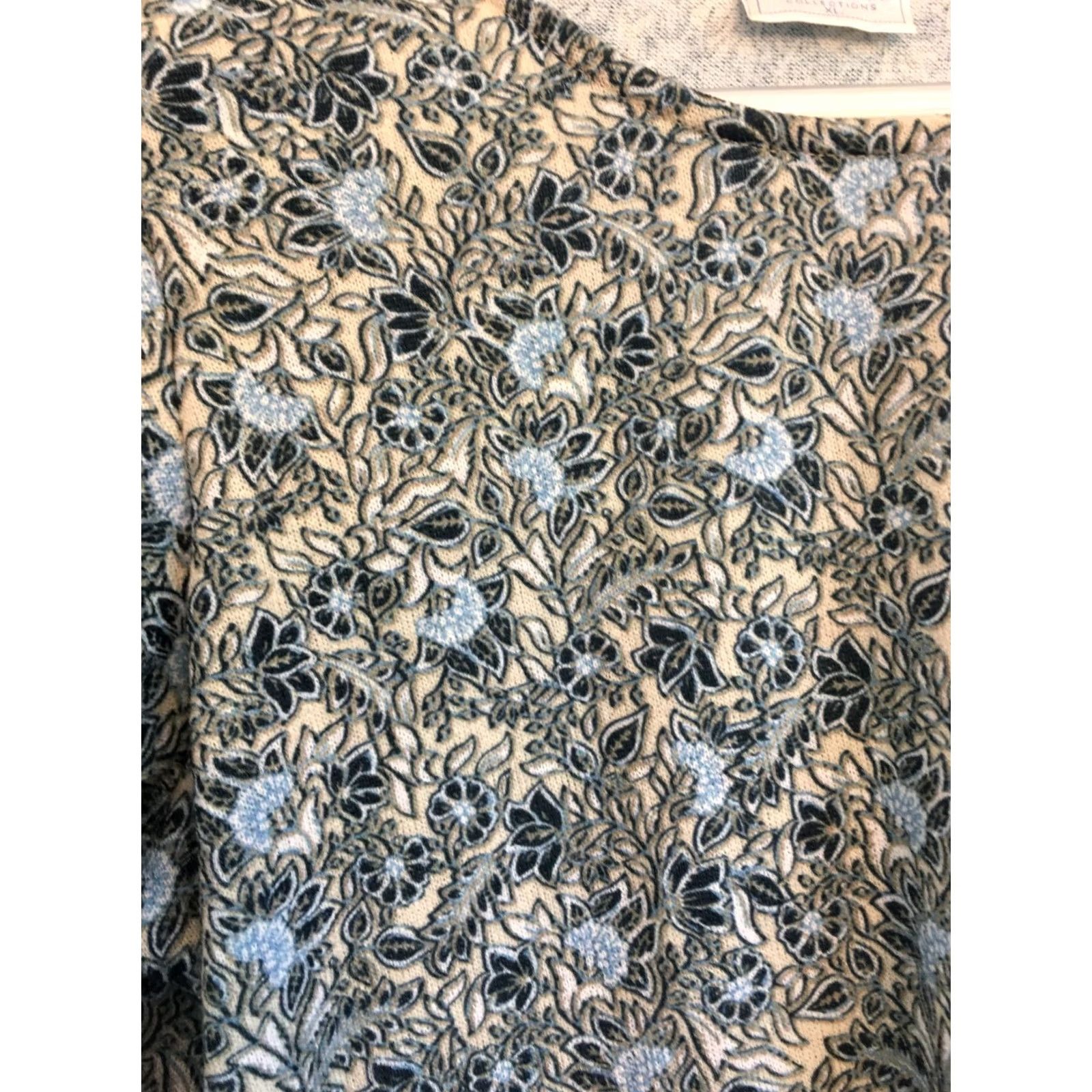 Vintage Cotswold Collection Womens XL Green Crewneck 3/4 Sleeve Brushed Jersey Top Crew Neck Floral Embroidered Casual Shirt Womens Size XL / US 12-14 / IT 48-50 - 2 Thumbnail