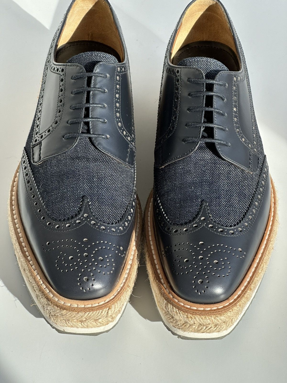 Prada PRADA 2015 Denim Platform Brogues Shoes 2EG015 runway punk Size US 9 / EU 42 - 8 Thumbnail