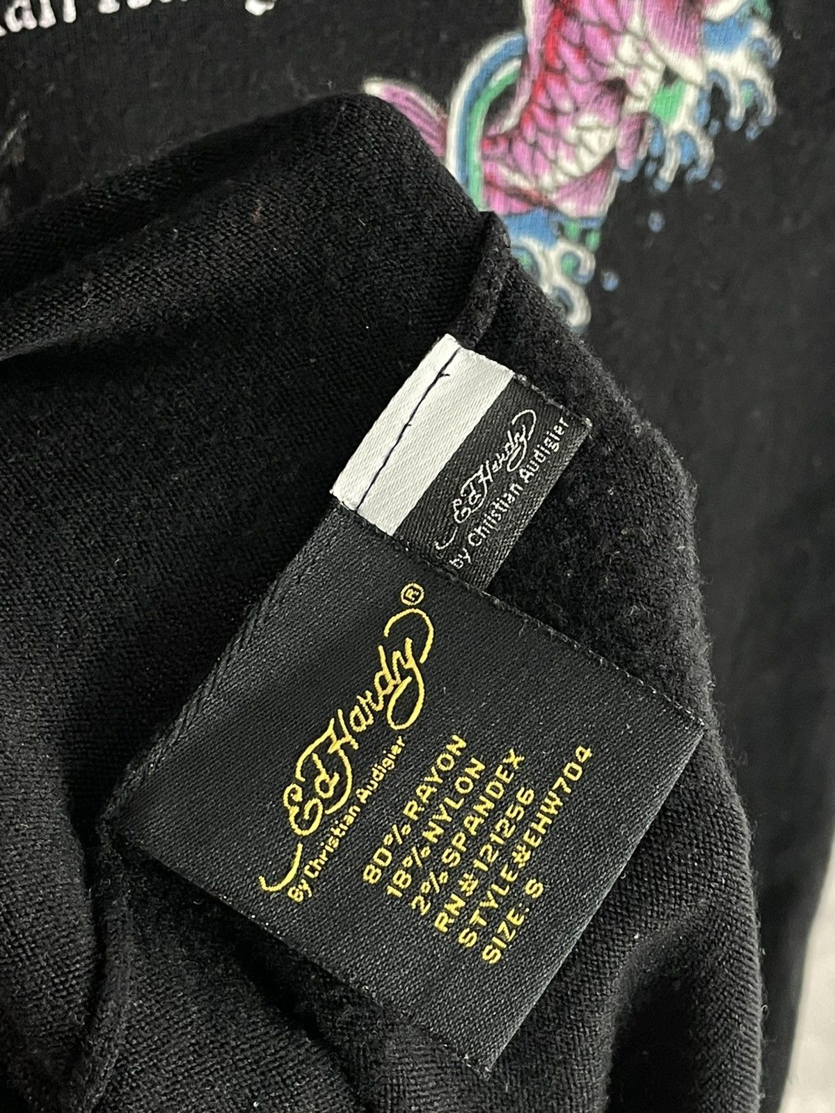 Christian Audigier × Ed Hardy 00s Ed Hardy Tattoo Print Glamour Rayon Y2K Dress Size S / US 4 / IT 40 - 13 Thumbnail