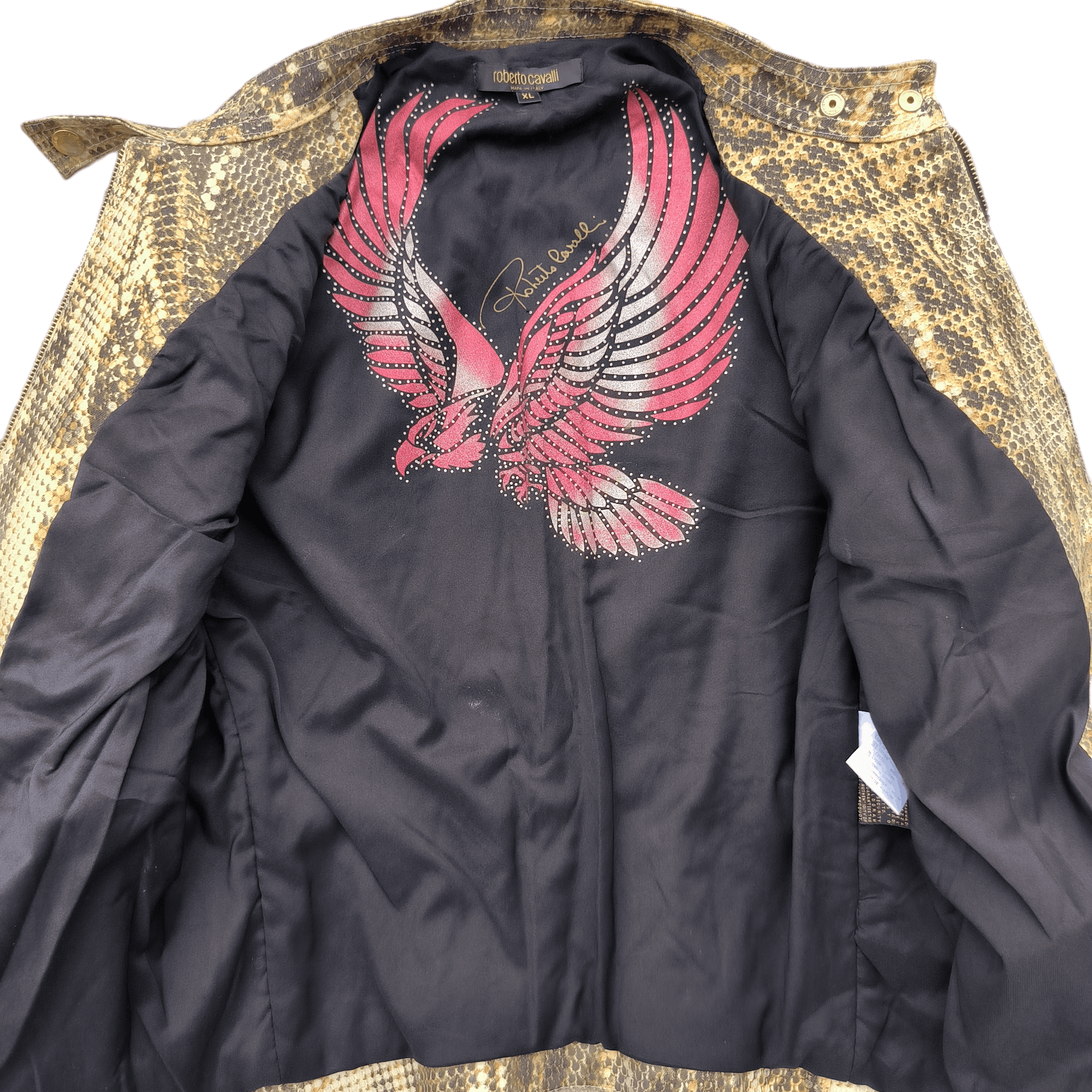 Roberto Cavalli Rare Vintage Roberto Cavalli Snake Pattern Biker Jacket Size XL / US 12-14 / IT 48-50 - 3 Thumbnail