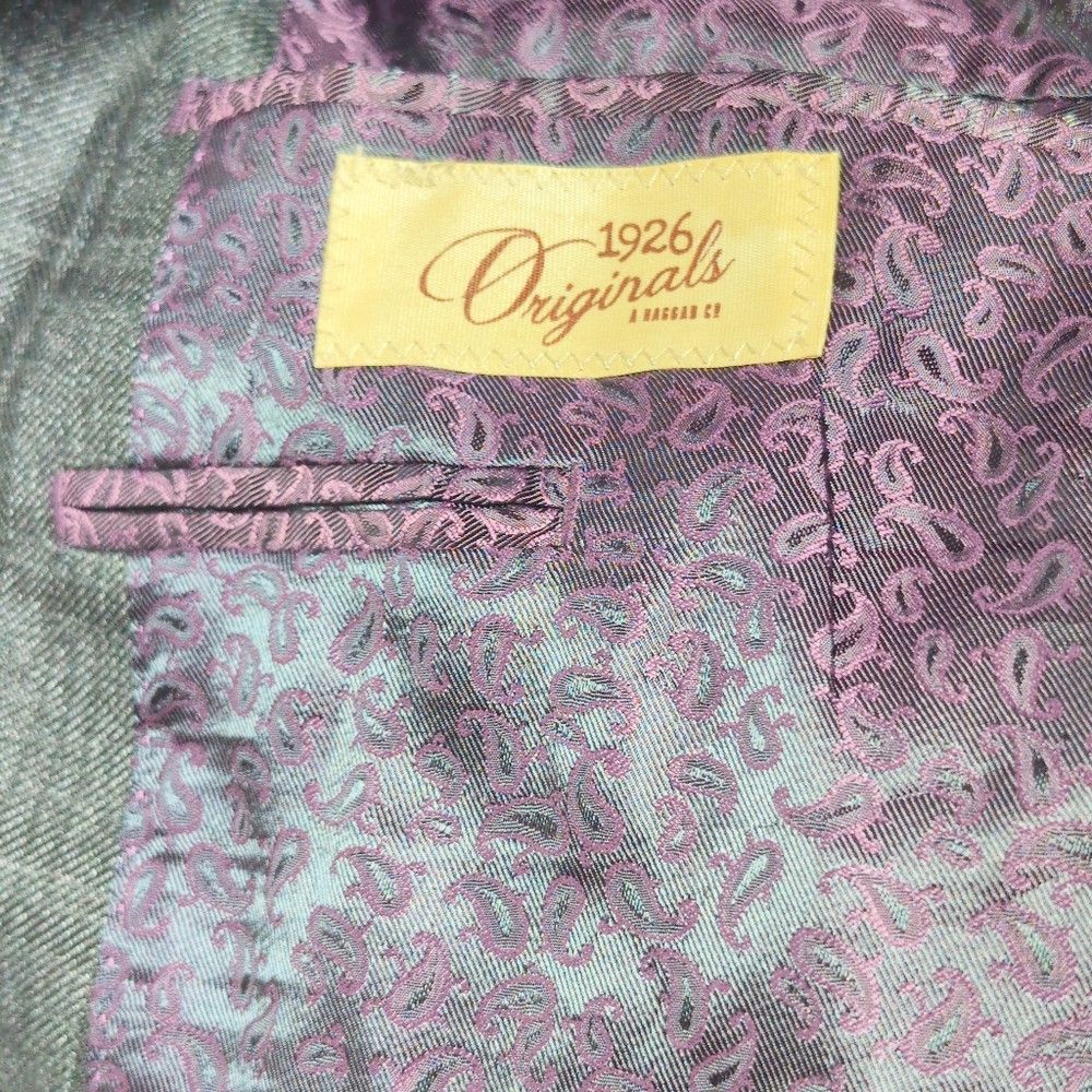 Haggar 1926 Originals Gray 46R Windowpane Plaid Men's Blazer Purpl Size 46R - 6 Thumbnail