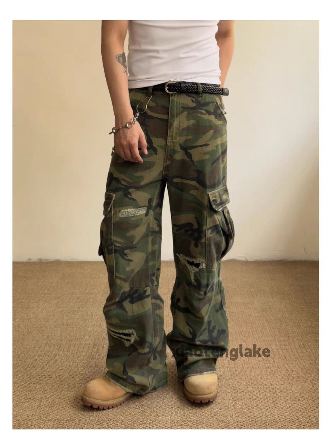 Vintage zx faded outdoor Military tactical flared camo cargo pants Size US 30 / EU 46 - 3 Thumbnail