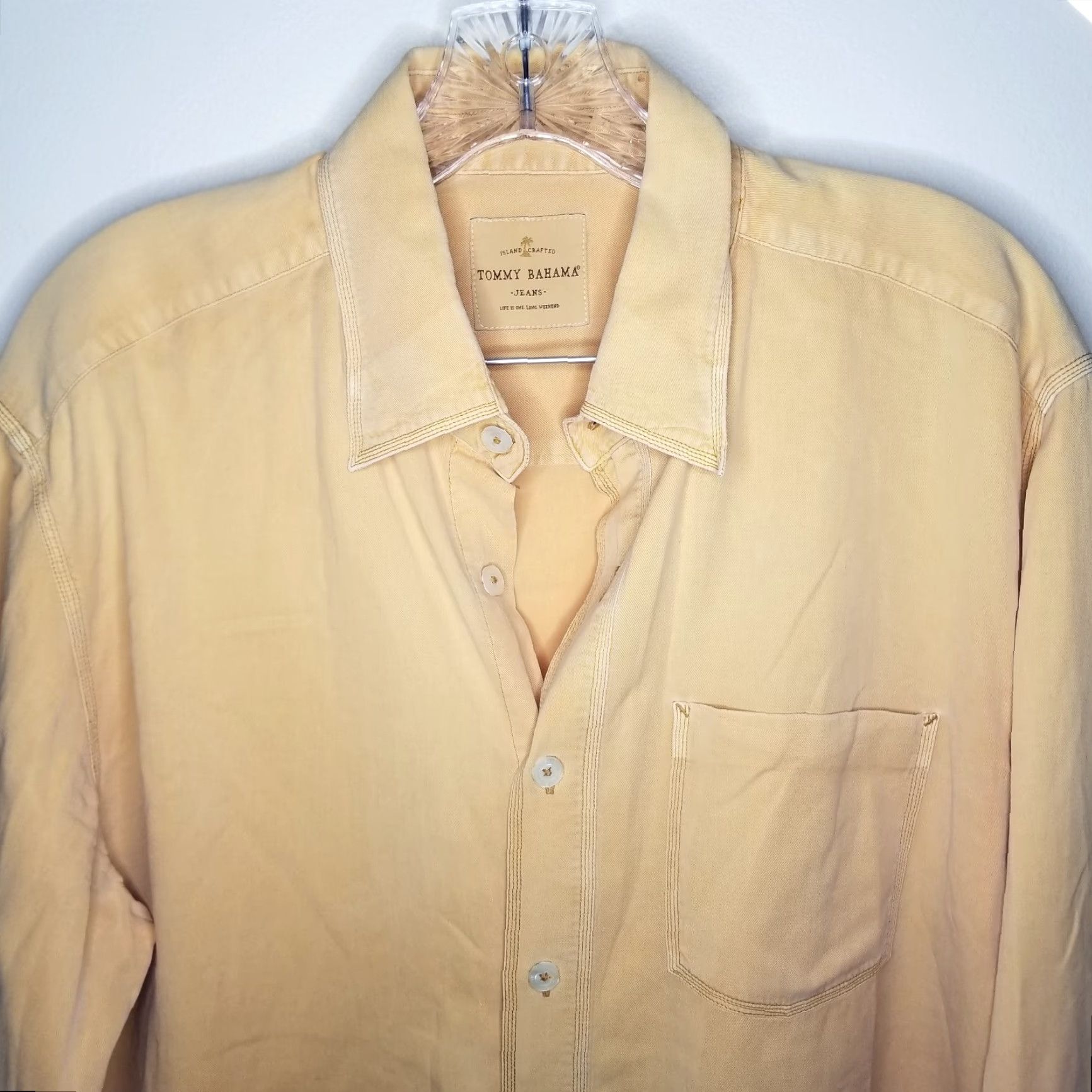 Tommy Bahama Tommy Bahama Men's Long Sleeve Button-Up Shirt Large Orange Casual Apparel Bahamas Size US L / EU 52-54 / 3 - 2 Thumbnail