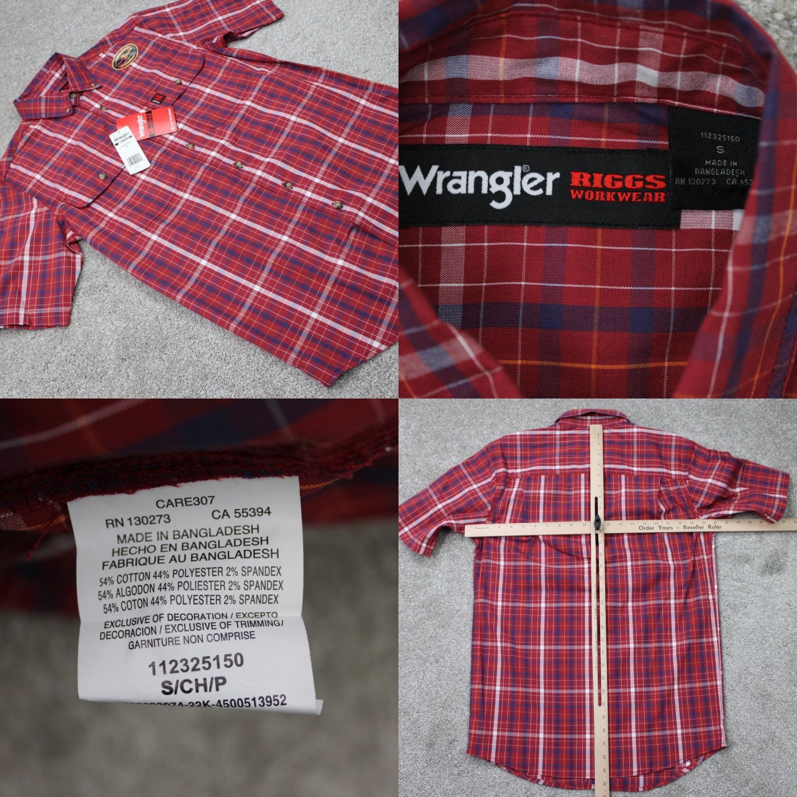 Wrangler Wrangler Riggs Flex Workwear Shirt Mens Small Red Plaid Button-Up NWT Size US S / EU 44-46 / 1 - 8 Thumbnail