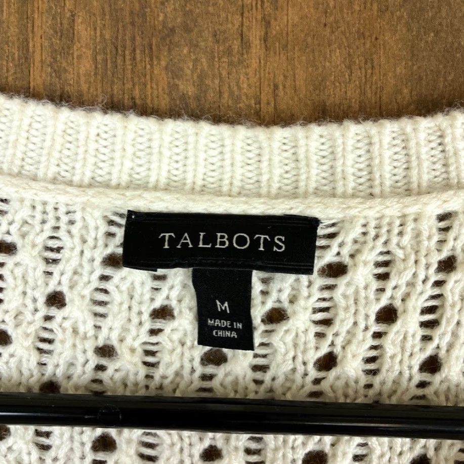 Talbots Talbots Sweater Cream Open Knit Long Sleeve M Women Casual Formal Travel Workwear Pullover Crew Neck Solid Knit Open-Knit Soft Stretch Size M / US 6-8 / IT 42-44 - 6 Thumbnail