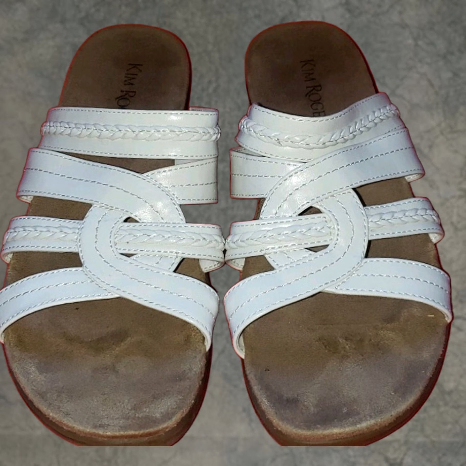 Vintage Kim Rogers Domina Women's Strappy Slide Sandal White 7.5M Wedge Heel Size US 8 / IT 38 - 1 Thumbnail