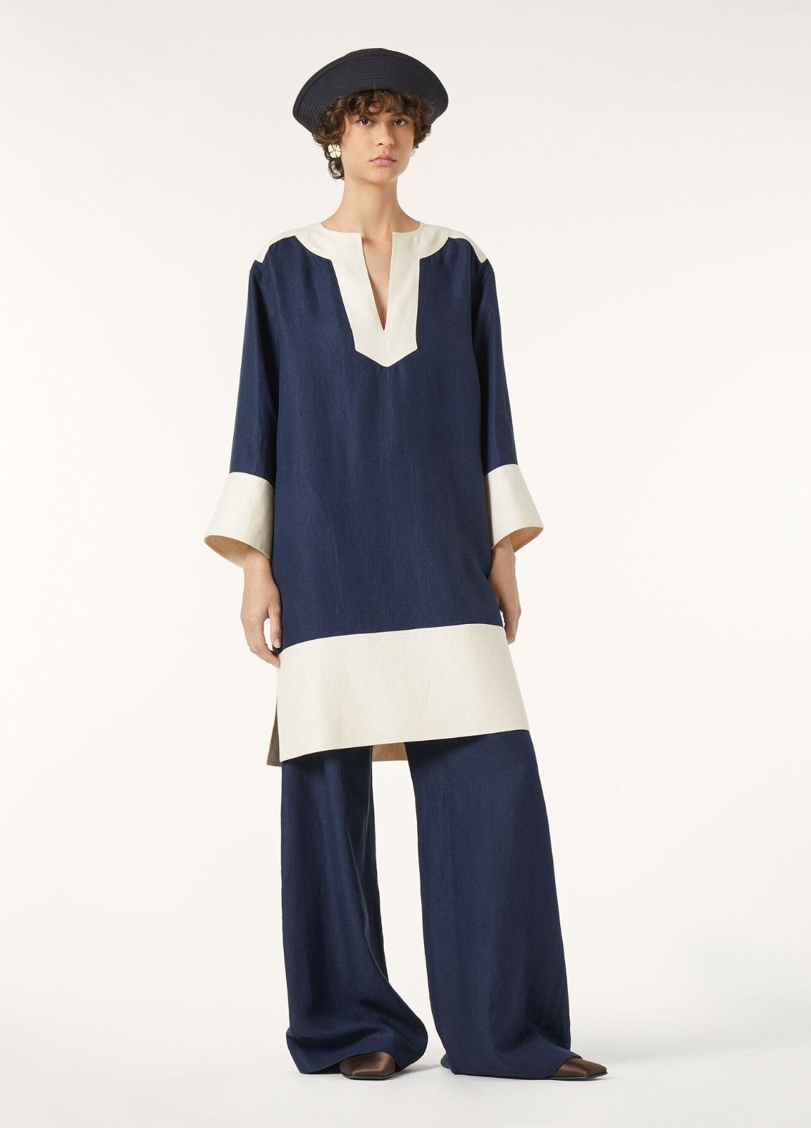 Loro Piana o1srvl11e0526 FAP0220 Colleen Midi Dress in Blue/White Size L / US 10 / IT 46 - 7 Thumbnail