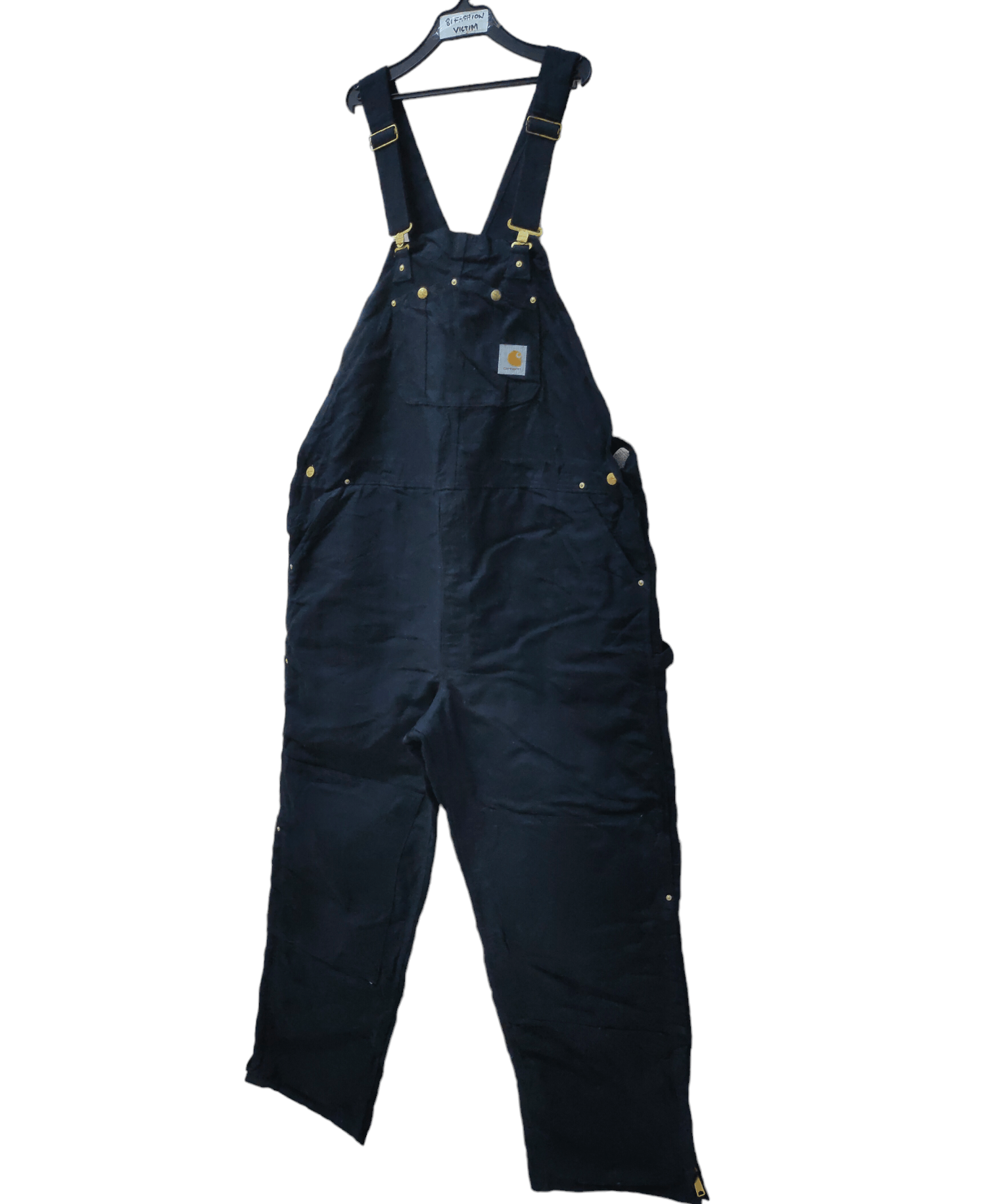 image of Vintage Carhartt Double Knees Lining Usa Made Bib Jumpsuit in Black, Women's (Size 42)
