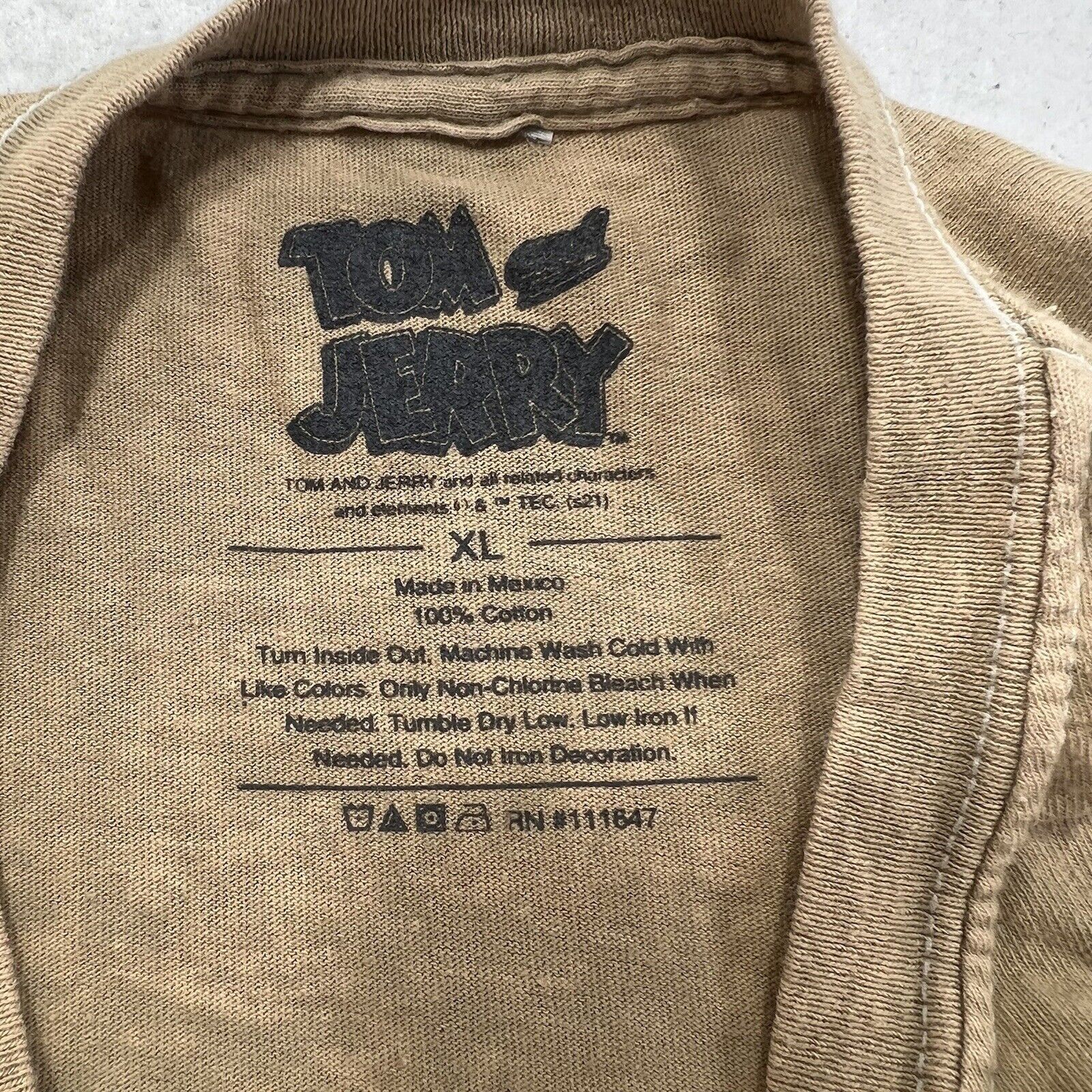 Warner Bros Tom & Jerry XL Cropped Graphic T Shirt Beige Pullover Top Size XL / US 12-14 / IT 48-50 - 3 Thumbnail