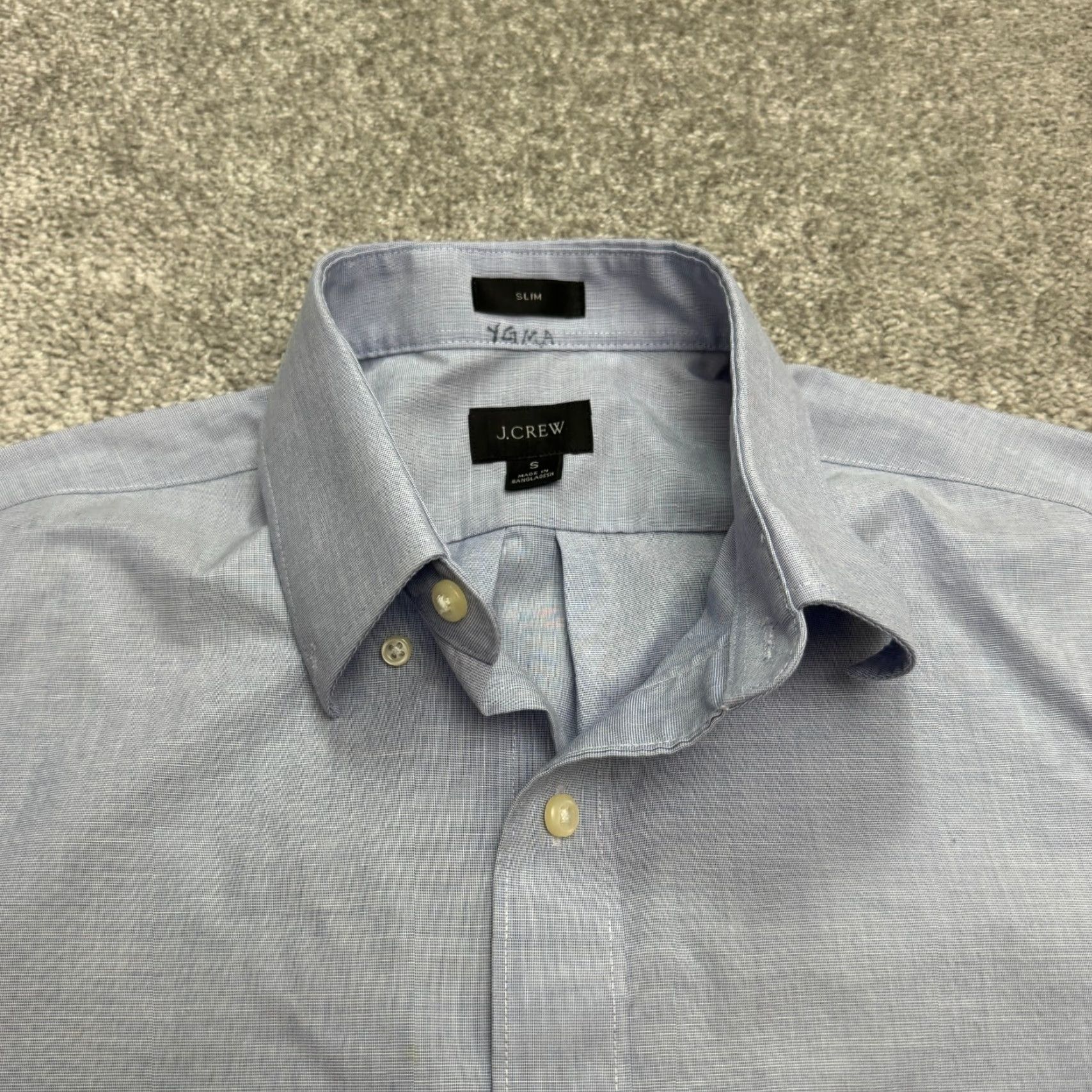 J.Crew J.Crew Slim Fit Dress Shirt Mens S Light Blue Monogram Cotton Classic Work Shirt Size 36R - 4 Thumbnail