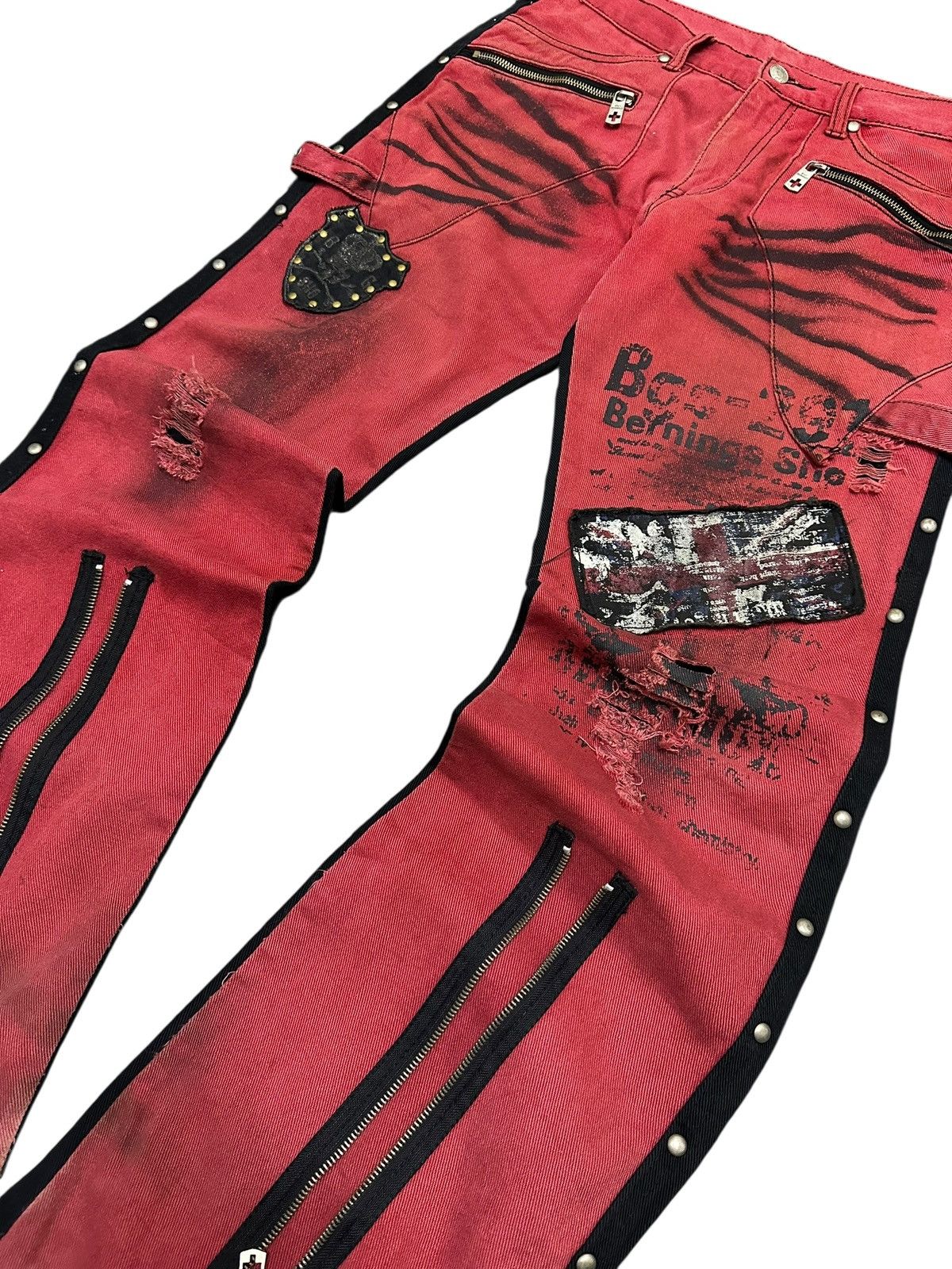 BERNINGS SHO Vintage Berning Sho Flare Original Distressed Punk Design Size US 34 / EU 50 - 3 Thumbnail