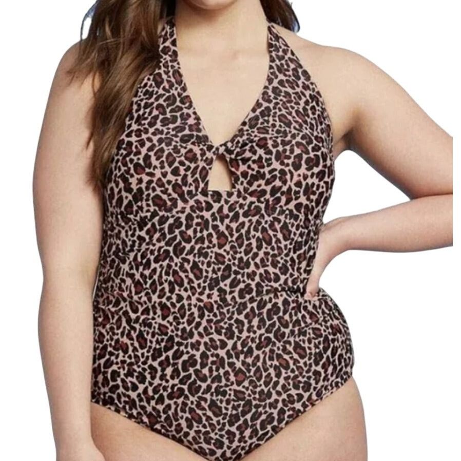 Other Leopard Print Halter One-Piece Swimsuit Size 24W By Kona Sol Size 4XL / US 24-26 - 2 Thumbnail
