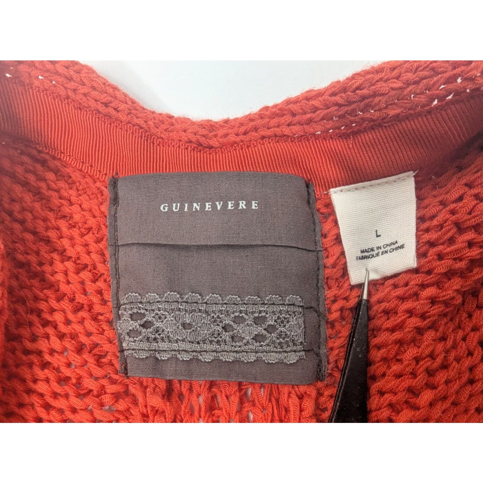 Vintage Guinevere Cardigan Short Sleeve Open Knit Orange Size L Knitting Knit Open-Crochet Boho 90s Y2K Womens Sweater Size L / US 10 / IT 46 - 6 Thumbnail