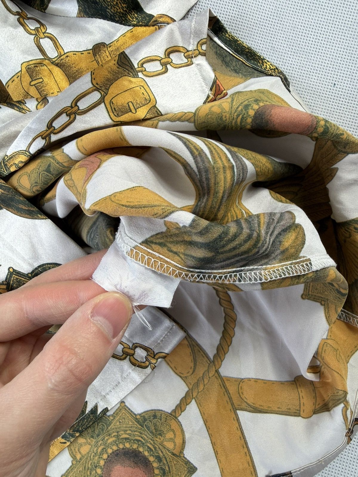 Other Unique Silk Shirt 100% Silk Birds Gold Size XXL / US 16-18 / IT 52-54 - 3 Thumbnail