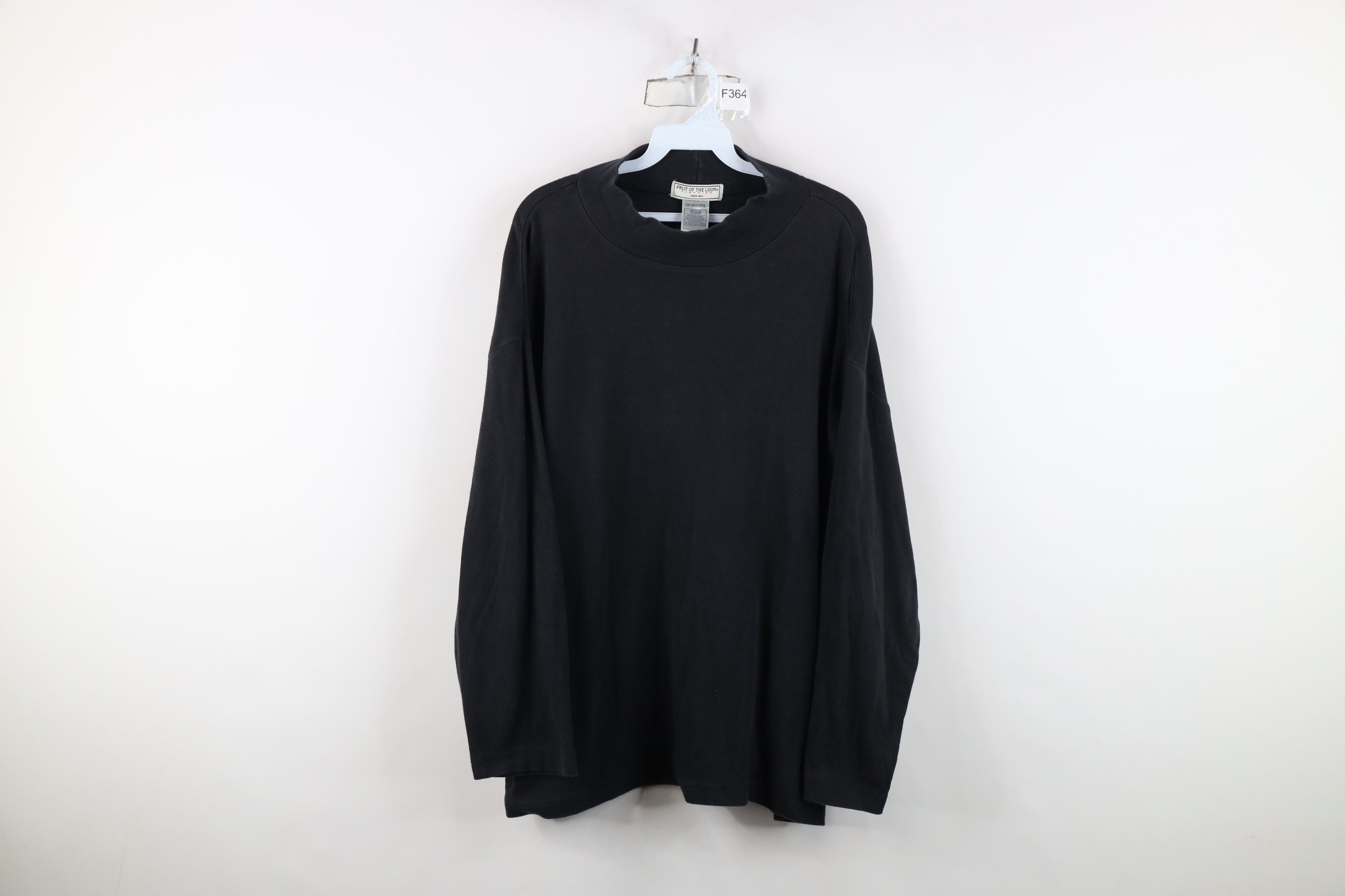 Vintage Vintage 90s Streetwear Boxy Fit Mock Neck T-Shirt Black Size XXL / US 16-18 / IT 52-54 - 1 Thumbnail