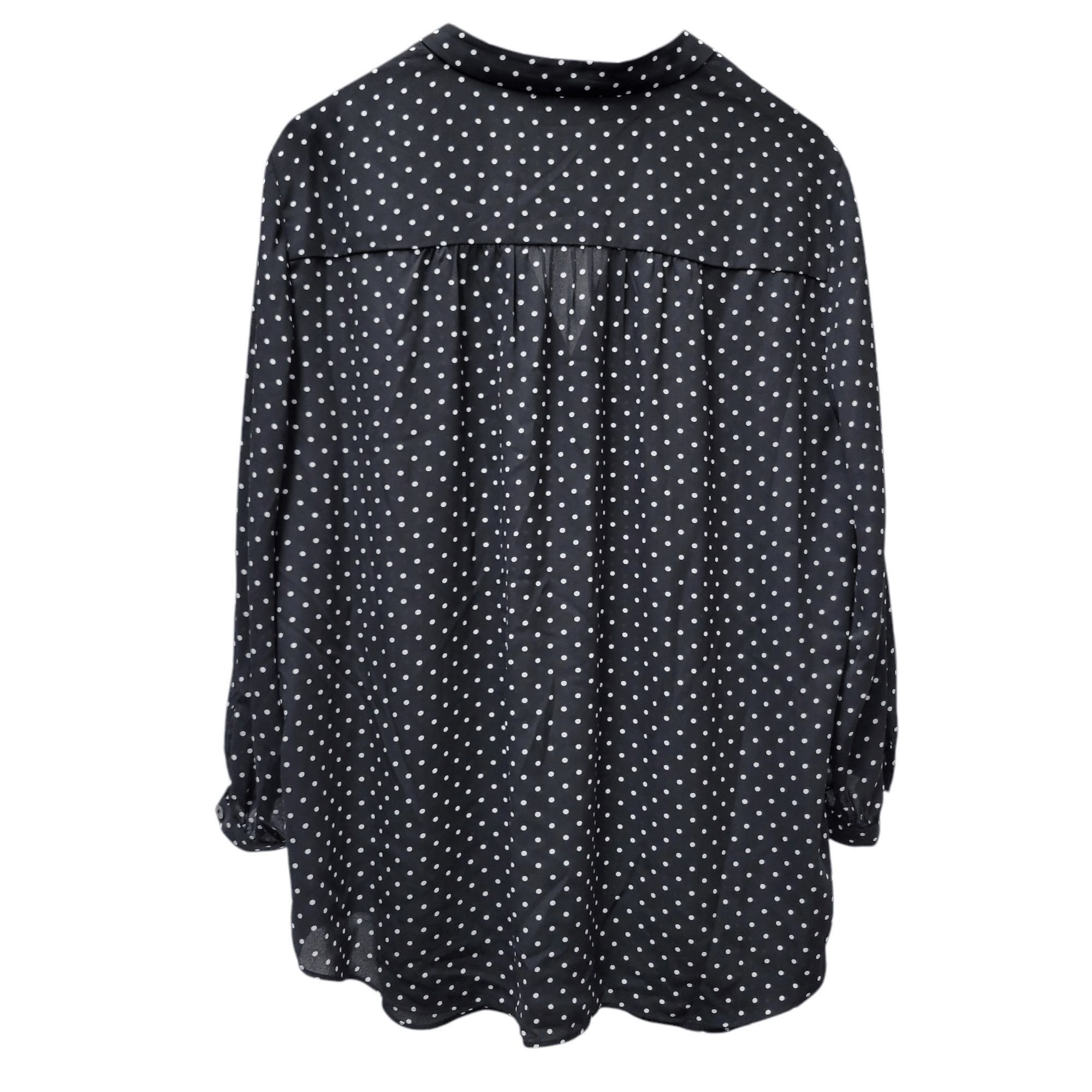Vince Camuto Vince Camuto Vneck Polka-dot Long-Sleeves Top Blouse Size 2X Size XXL / US 16-18 / IT 52-54 - 4 Thumbnail
