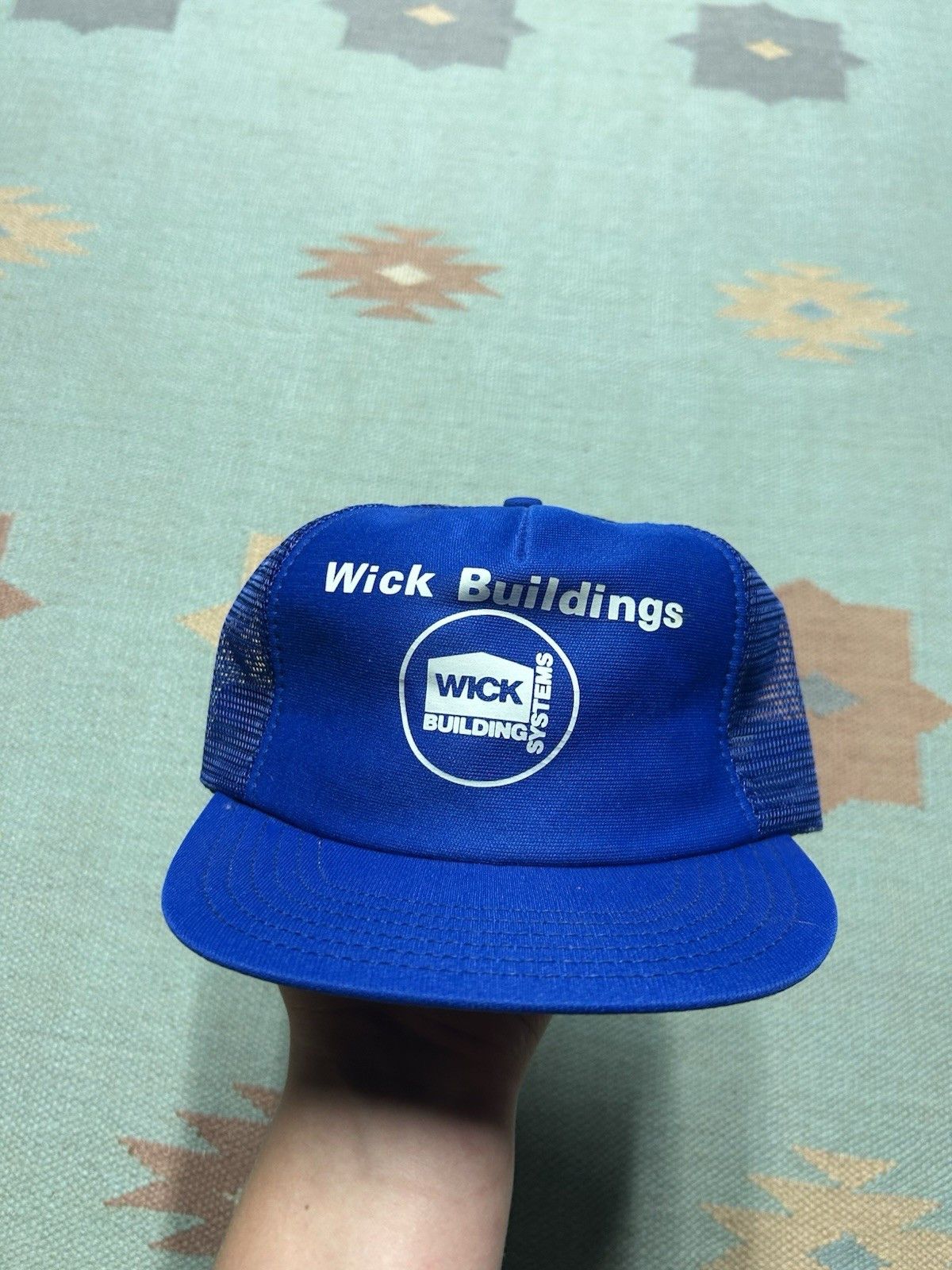 Vintage Vintage 80s trucker hat wick buildings systems blue made USA Size ONE SIZE - 2 Thumbnail