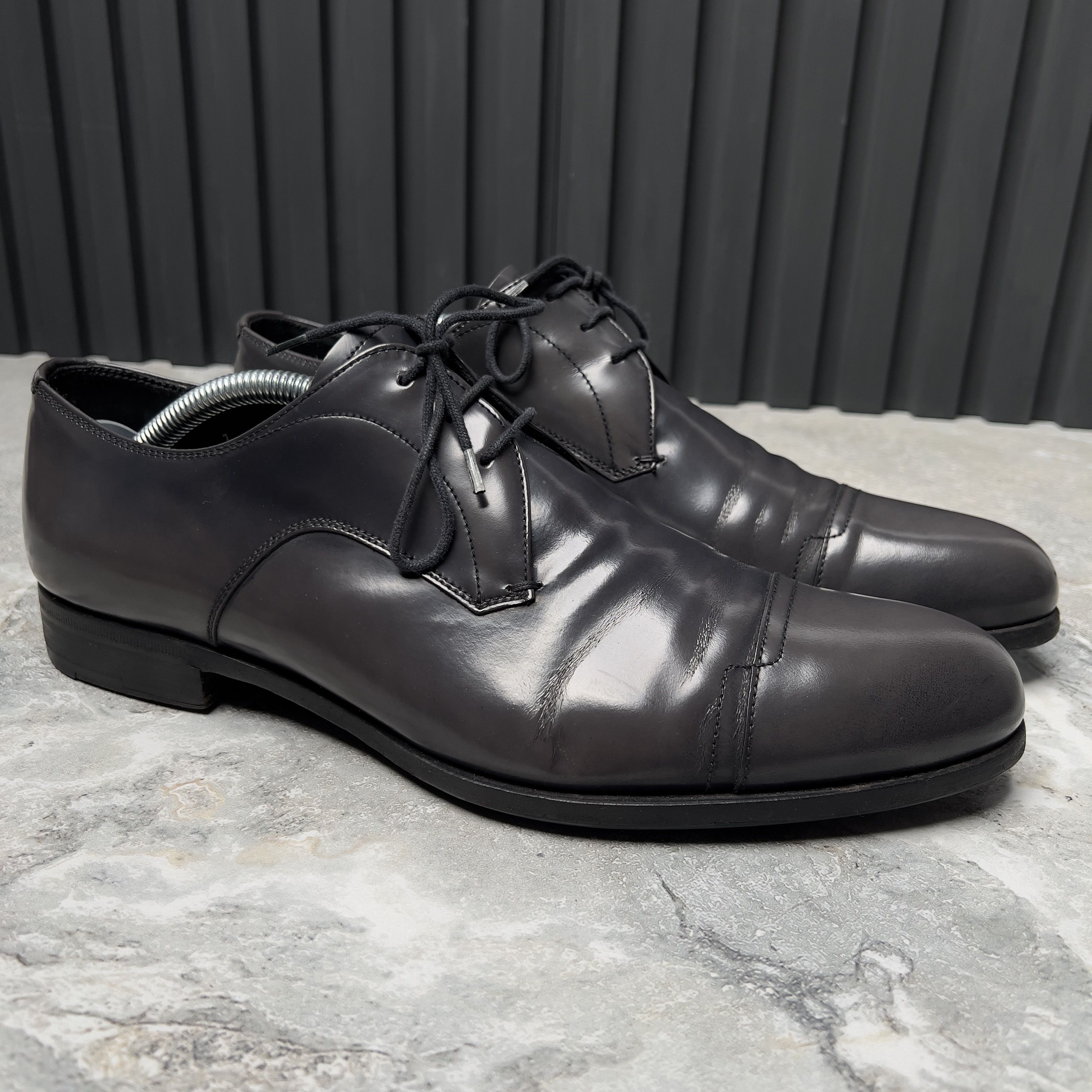 Prada PRADA Dress Derby Lase Up Graphite Patent Leather Size US 8 / EU 41 - 5 Thumbnail
