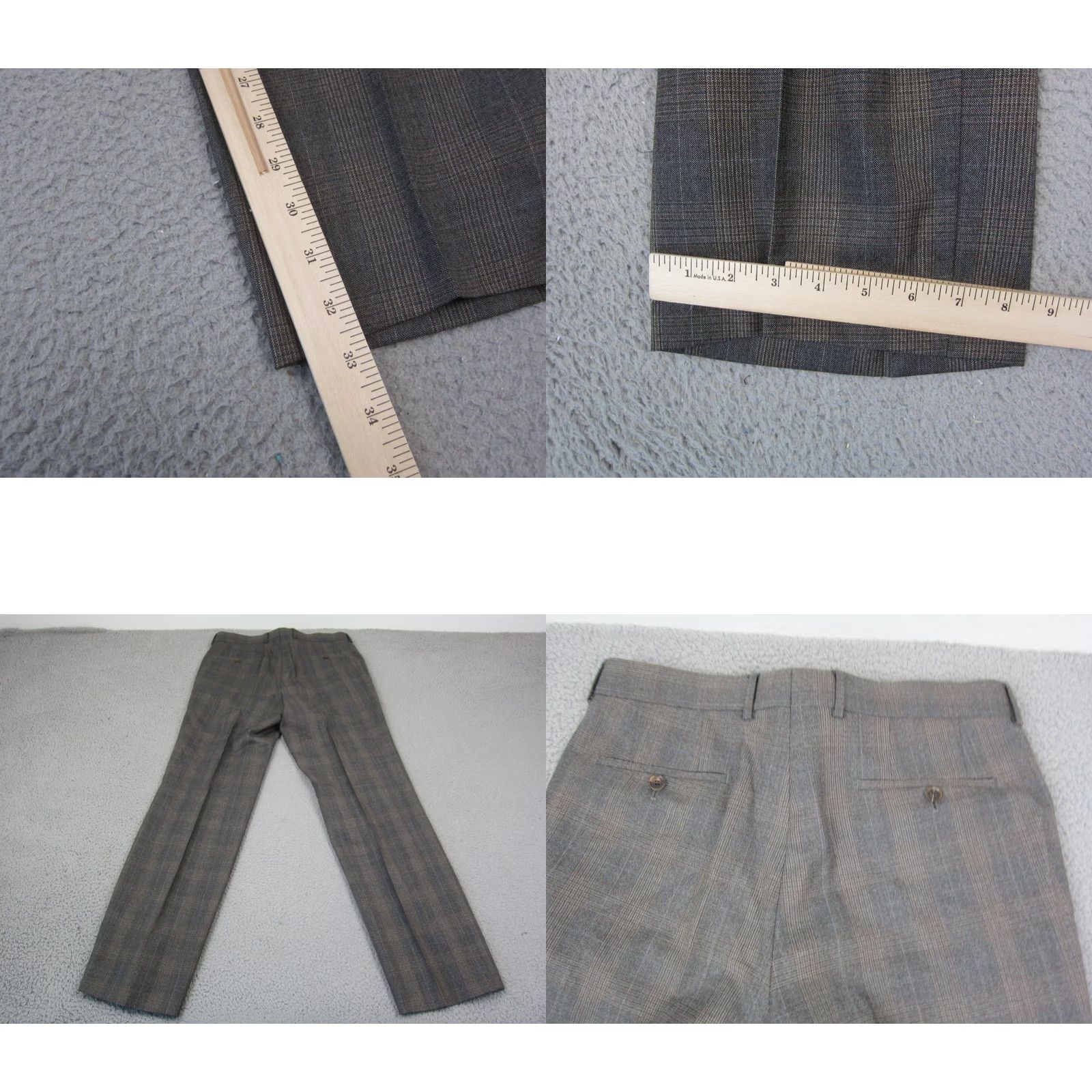 Vintage VINTAGE Rosselini Pants Mens 36 x 33 Brown Gray Check 100% Wool Trouser 80s 90s Size US 36 / EU 52 - 9 Thumbnail