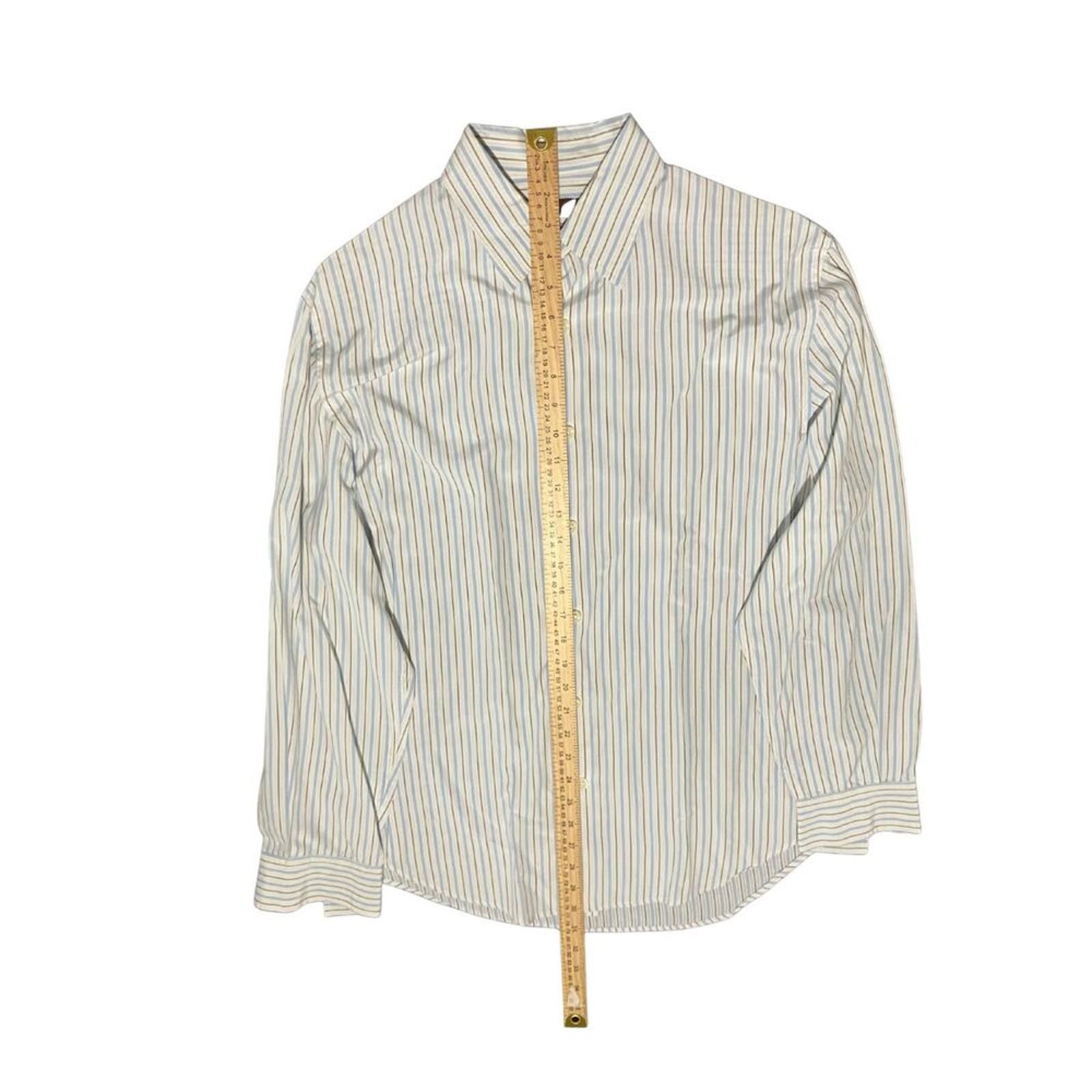 Perry Ellis Perry Ellis Silk Blend Men’s Dress Shirt Stripede Size L Size 42R - 3 Thumbnail
