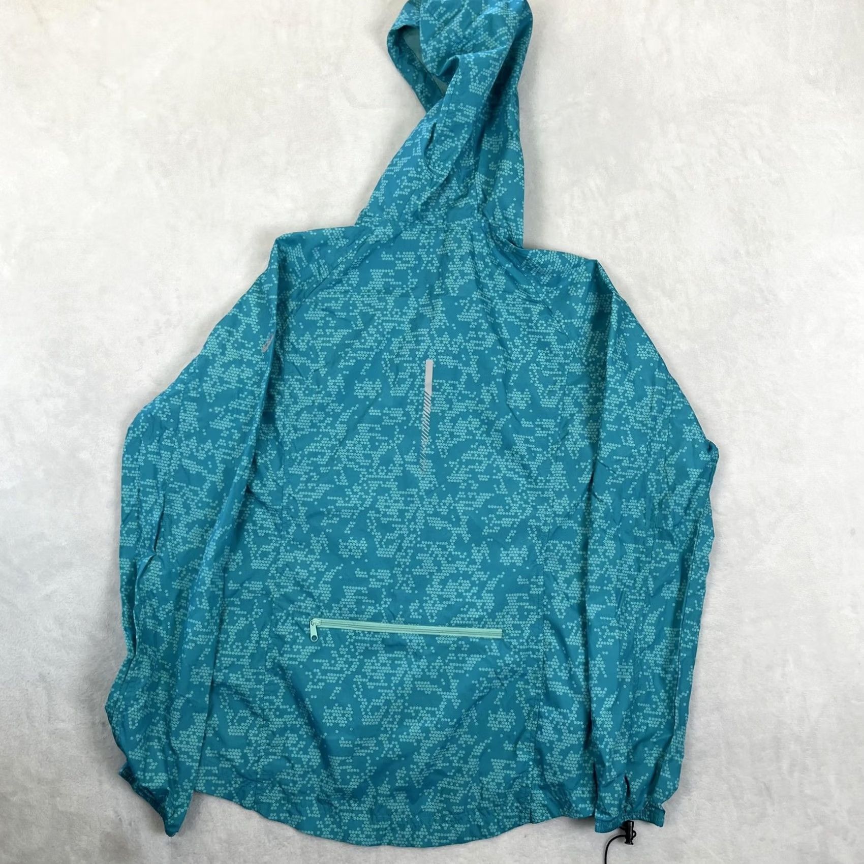 Asics ASICS Windbreaker Jacket Womens Small Blue Hooded Lightweight Reflective Running & Gym | Zip Front, Pockets, Elastic Cuffs, Drawcord Hem Size S / US 4 / IT 40 - 6 Thumbnail