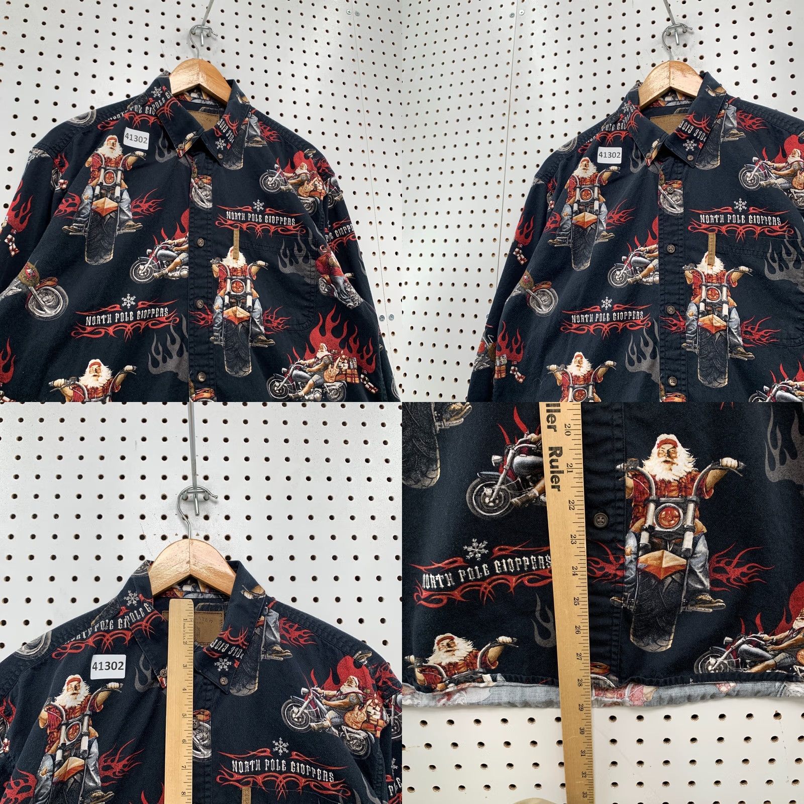 Vintage VINTAGE Clearwater Santa Motorcycle Shirt Mens Medium Black Flames Button Size US M / EU 48-50 / 2 - 8 Thumbnail