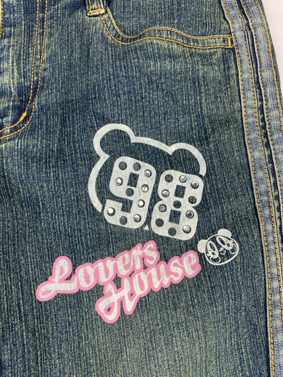 Angel Blue y2k Lovers House Japan Washed Flared Cute Icon Jeans Pants Size 24" / US 00 / IT 34 - 7 Thumbnail
