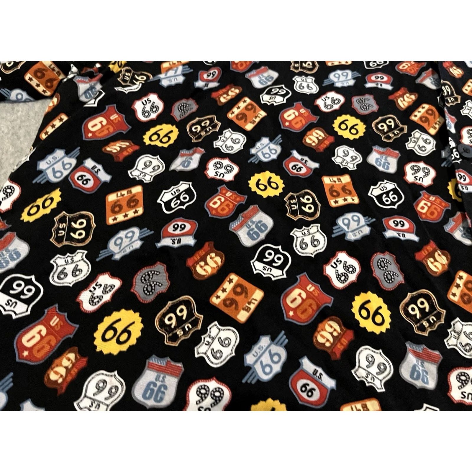 Disney Disney Cars Button-Up Shirt Route 66 All Over Print 2XL Shirts Mens Black Short Sleeve Button-Up Shirt 2XL Cars Disney Size US XXL / EU 58 / 5 - 3 Thumbnail
