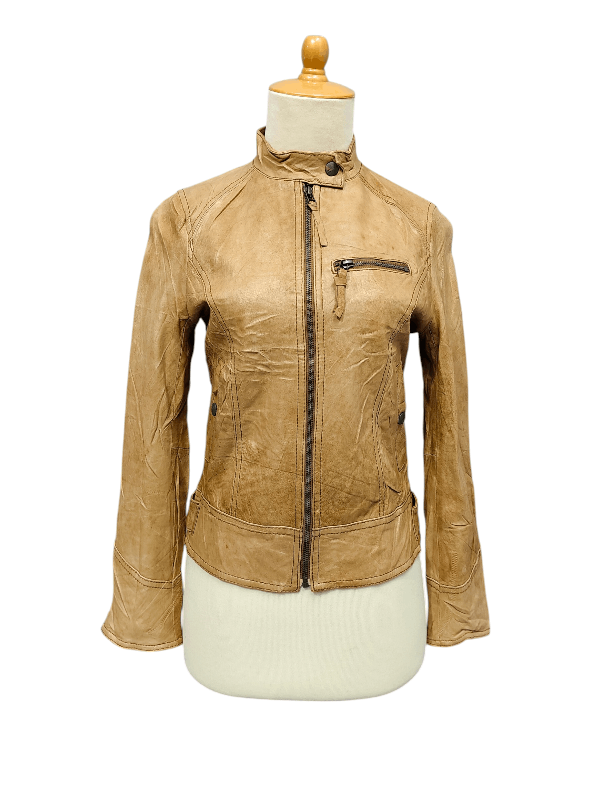Letter Back Number🇯🇵Slim Cafe Racer Lamb Leather Jacket
