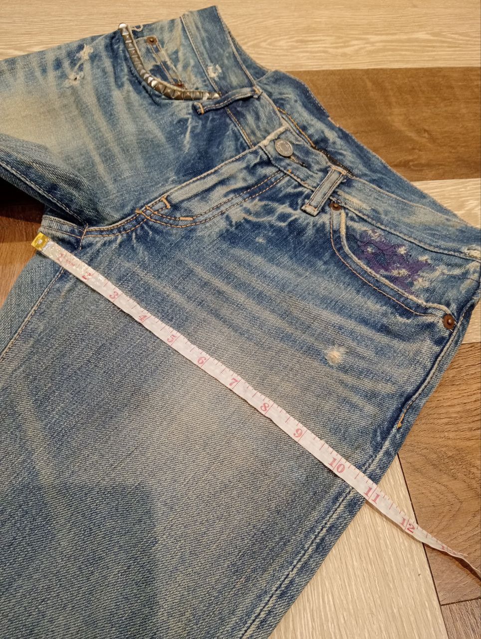 Hysteric Glamour HYSTERIC GLAMOUR KINKY BLUE DISTRESSED SELVEDGE DENIM JEANS Size US 30 / EU 46 - 23 Thumbnail