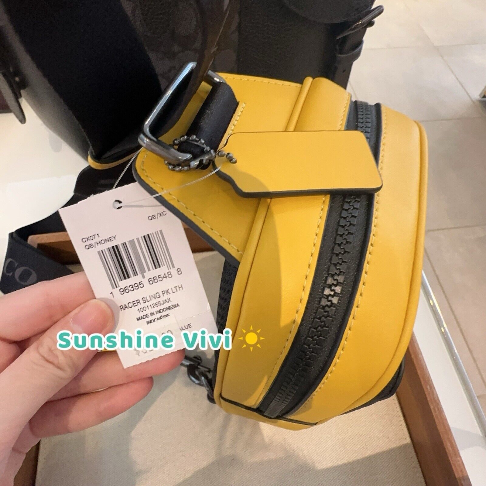 Coach NWT COACH CX071 Racer Sling Pack Bag Gunmetal/Honey Yellow Size ONE SIZE - 6 Thumbnail