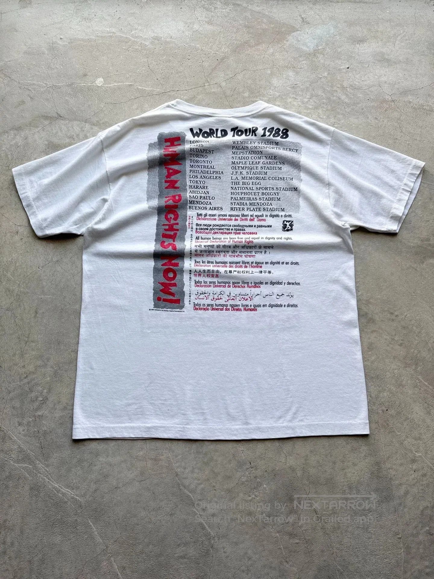 Vintage Vintage 80s Reebok Human Rights Now Tour Tee. Size US L / EU 52-54 / 3 - 5 Thumbnail