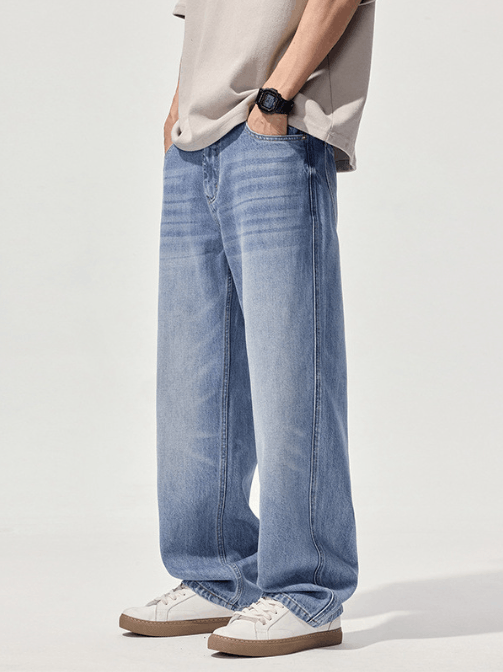 Japanese Brand × Jean Vintage washed light blue distressed all-match loose jeans Size US 32 / EU 48 - 1 Thumbnail