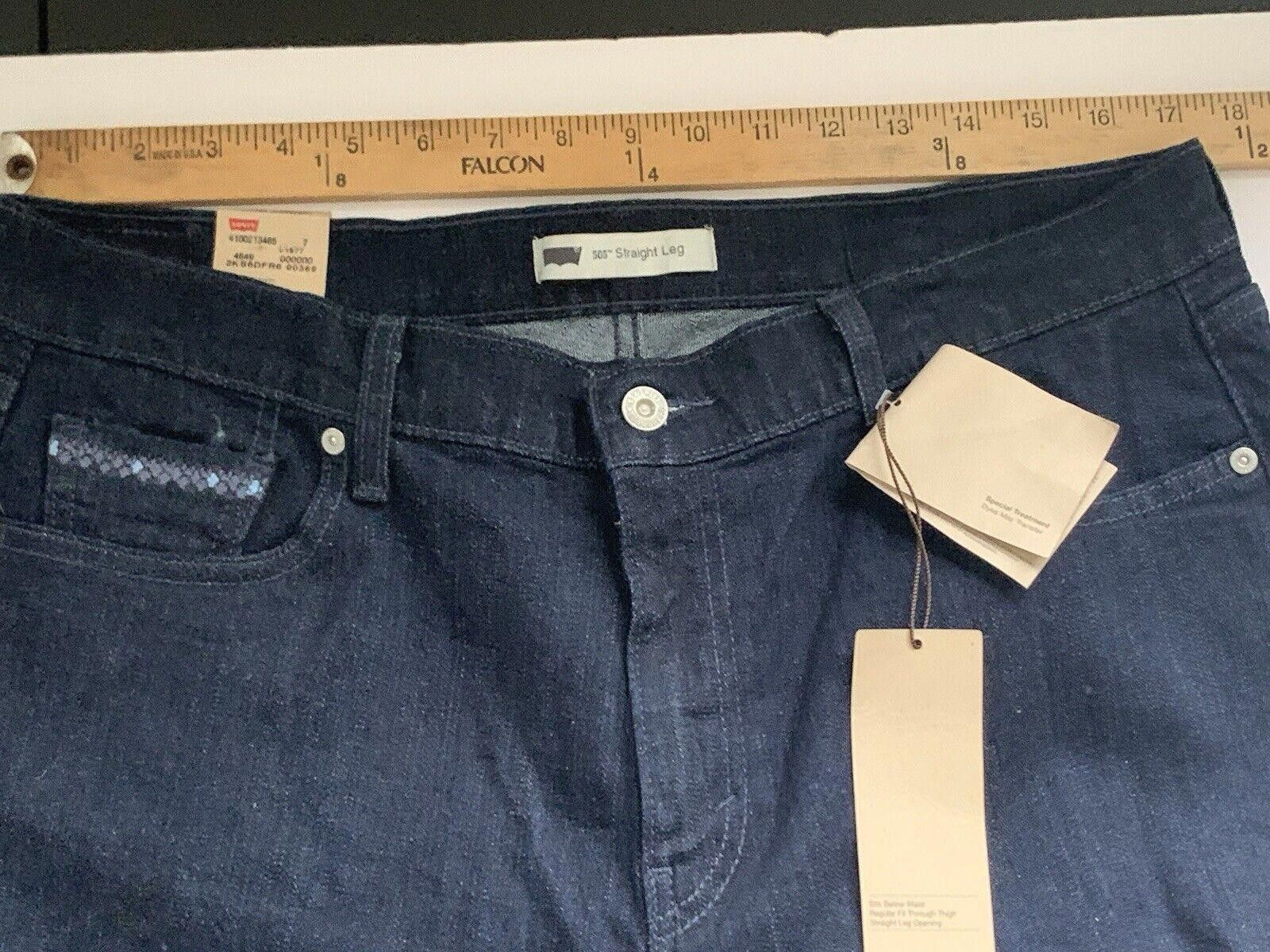 Levi's Levis 505 Black Embroidered Jeans Straight Stretch Size 38" / US 16 / IT 52 - 6 Thumbnail