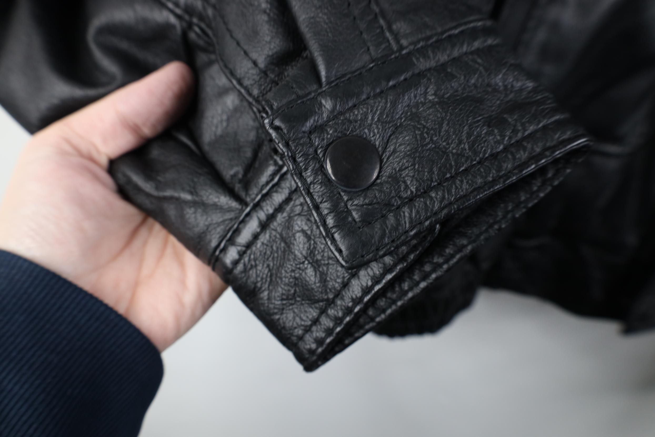 Vintage Vintage 90s Streetwear Leather Flight Bomber Jacket Black Size US XL / EU 56 / 4 - 7 Thumbnail