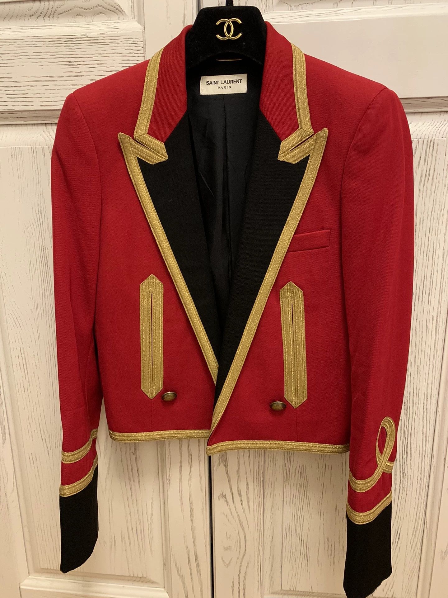 Saint Laurent Paris SAINT LAURENT Red Court Jacket Size XS / US 0-2 / IT 36-38 - 1 Thumbnail