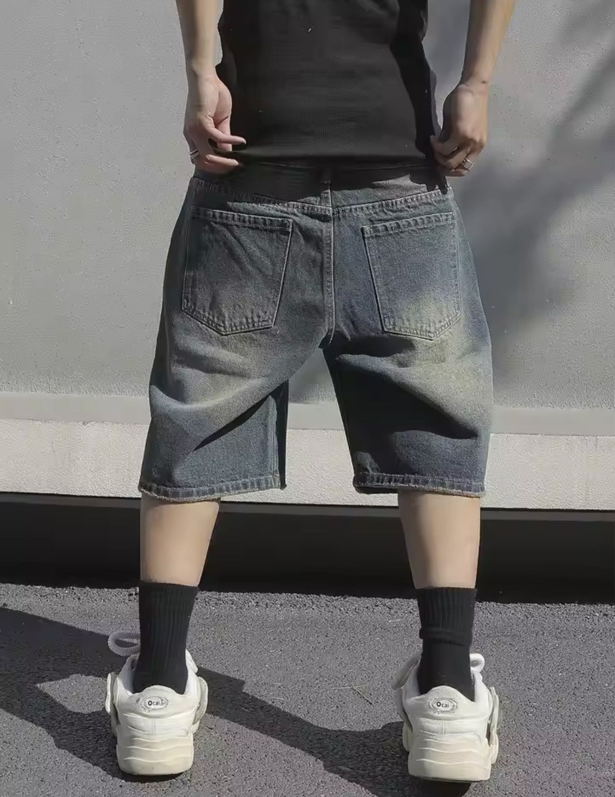 Denime × Jean Baggy Stretchy Denim Shorts Jeans Size US 40 / EU 56 - 6 Thumbnail