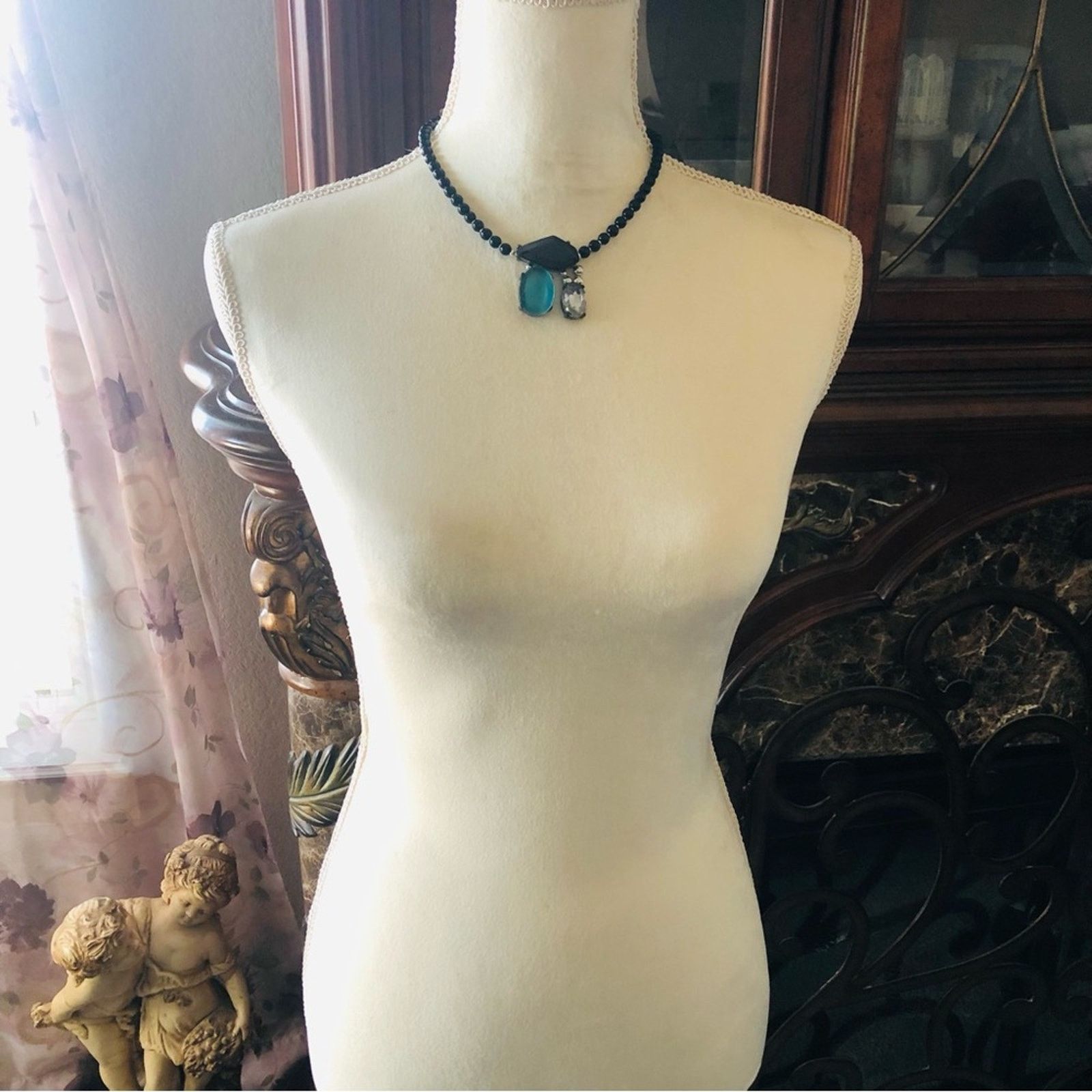 Handmade Handcrafted repurpose faceted stone Pearl necklace Size ONE SIZE - 6 Thumbnail