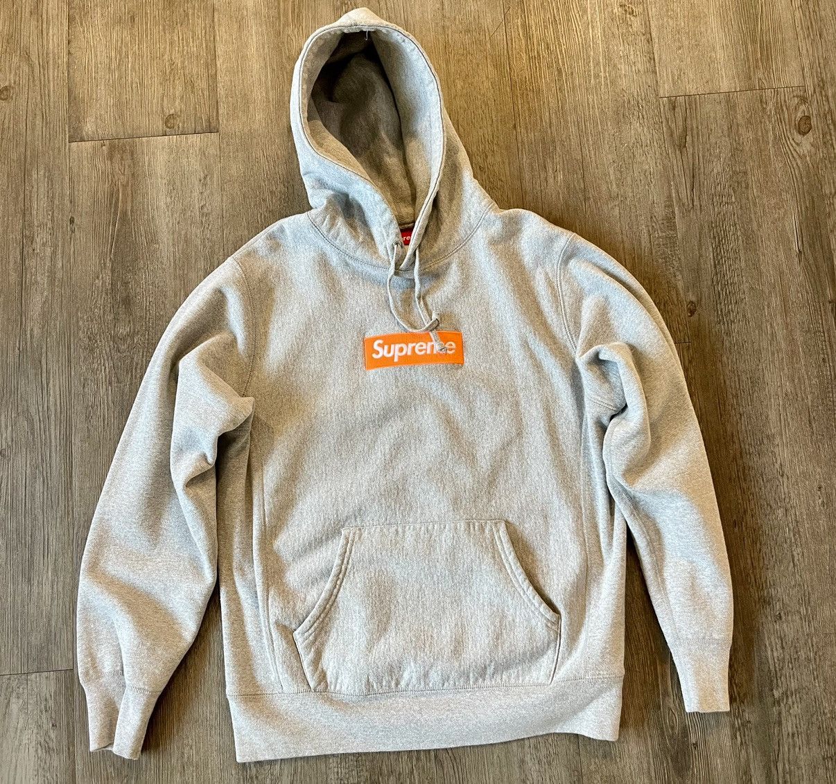 Supreme grey orange cheap box logo hoodie