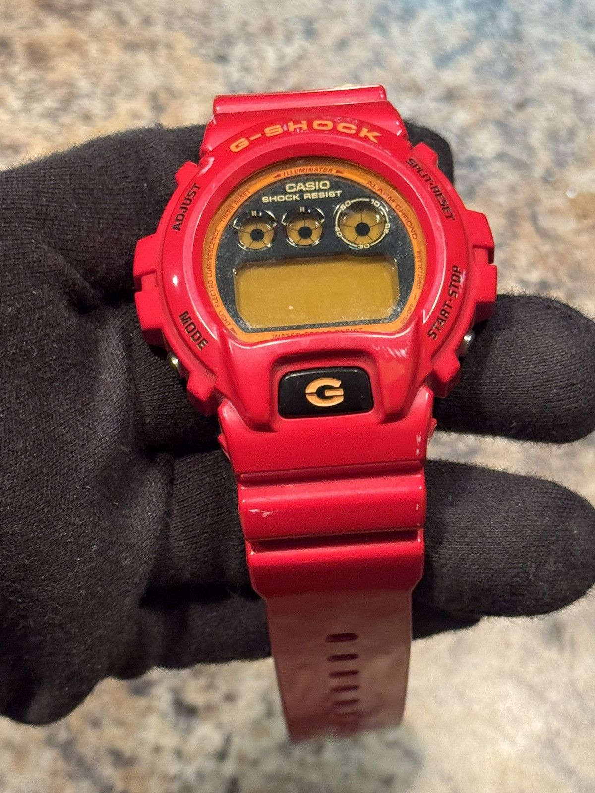 G Shock Casio G-Shock DW-6900 Red Gold Triple Graph Digital Watch Size ONE SIZE - 1 Thumbnail