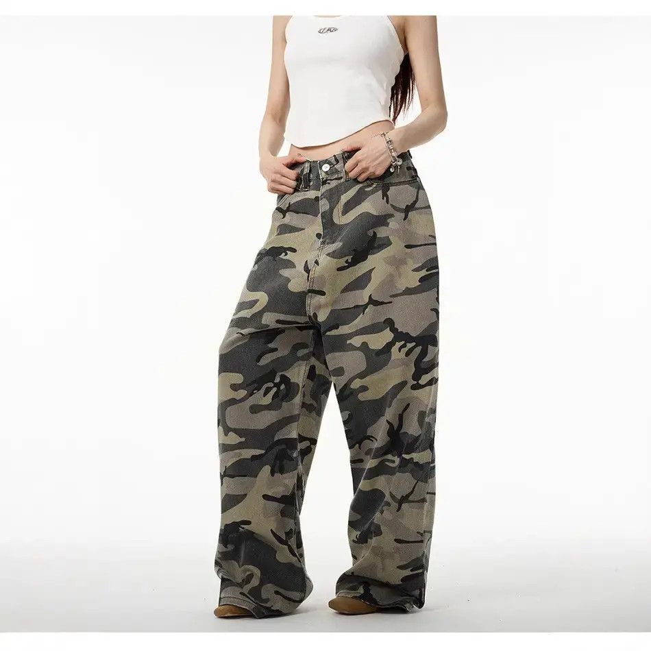 Japanese Brand Retro loose camouflage casual wide leg jeans Size US 32 / EU 48 - 5 Thumbnail