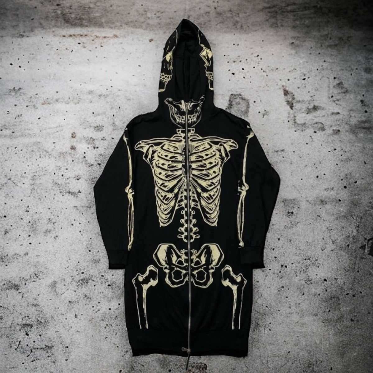 Vintage Glad News Skeleton Long Hoodie