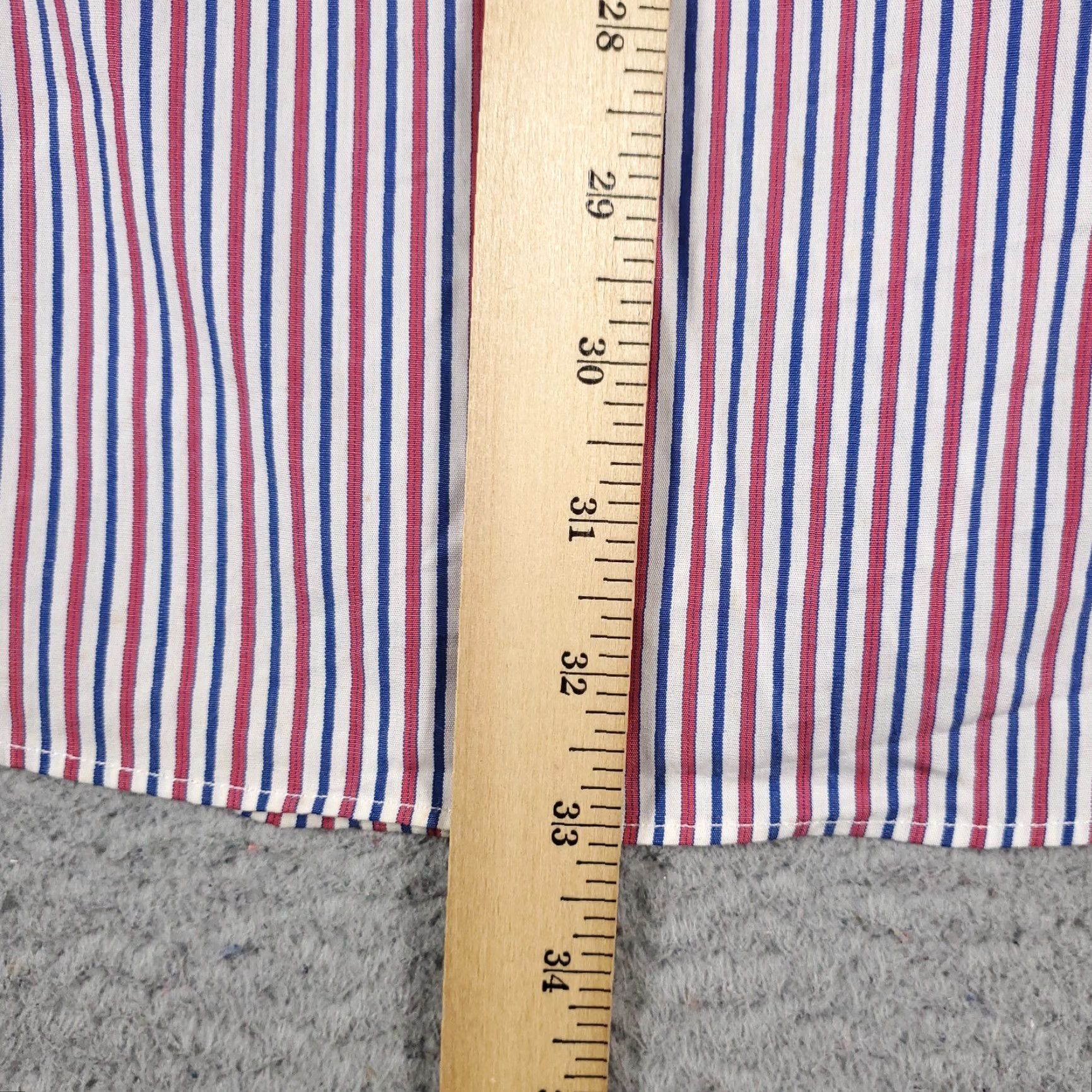 Tommy Hilfiger Tommy Hilfiger Shirt Mens 17 Red Striped Dress Button Down Long Sleeve Classic Modern Preppy Workwear 100% Cotton Size 46R - 4 Thumbnail