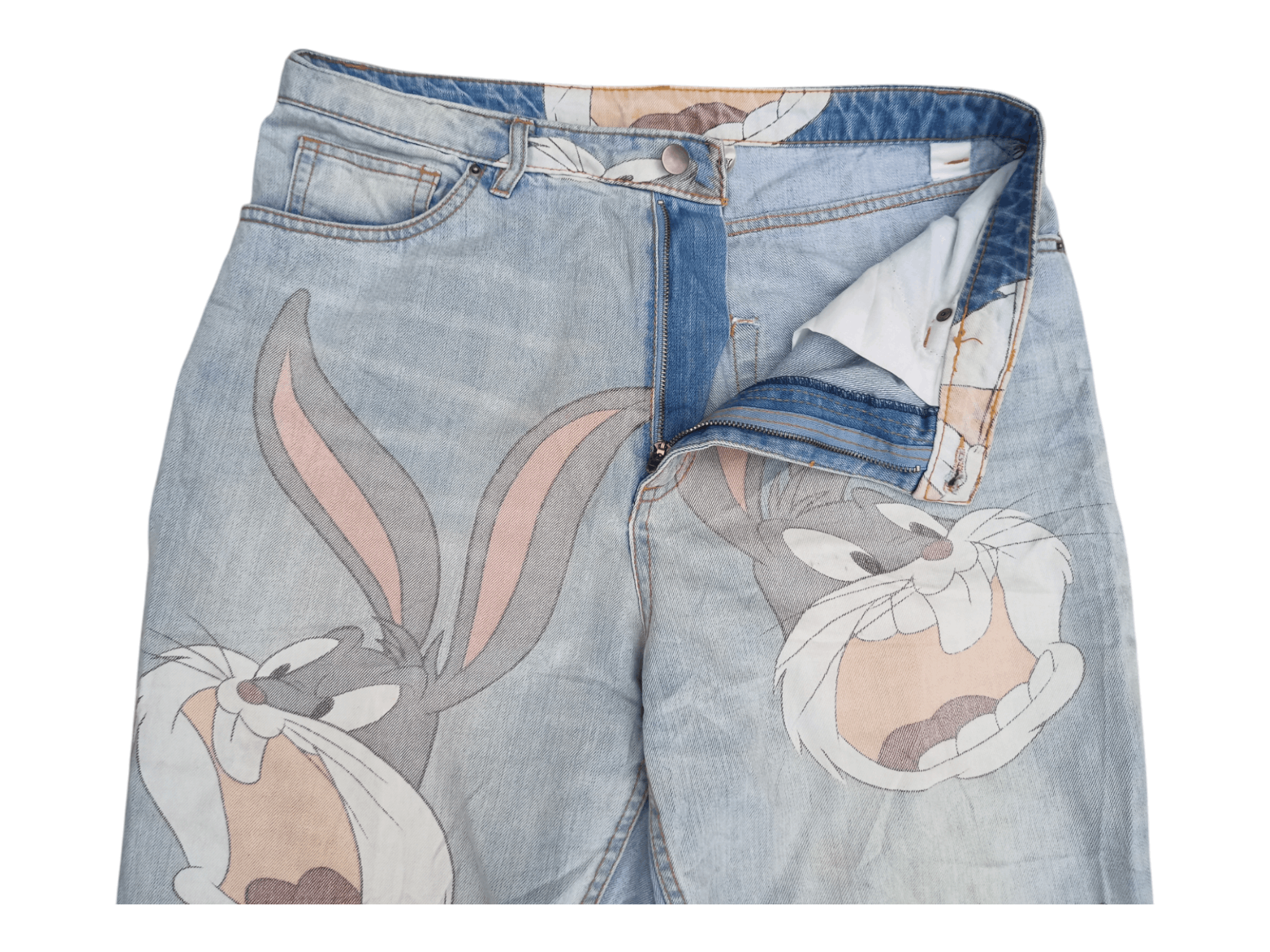 Divided LOONEY TUNES BUGS BUNNY Hip Hop Baggy Street Fashion Jeans Size 31" - 8 Thumbnail