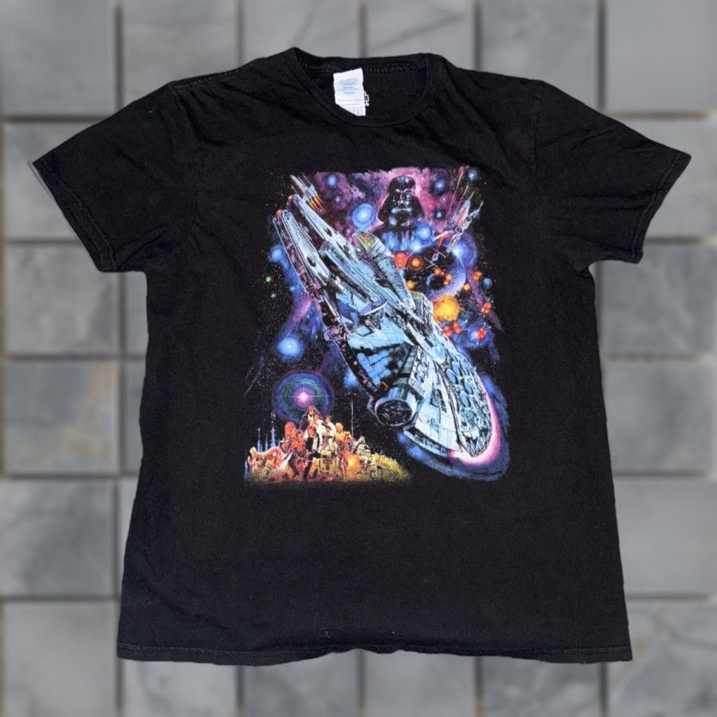 Star Wars VINTAGE Star Wars Millennium Falcon T-Shirt Black M Adult Medium Space Battle 80s 90s Mens Size US M / EU 48-50 / 2 - 1 Thumbnail