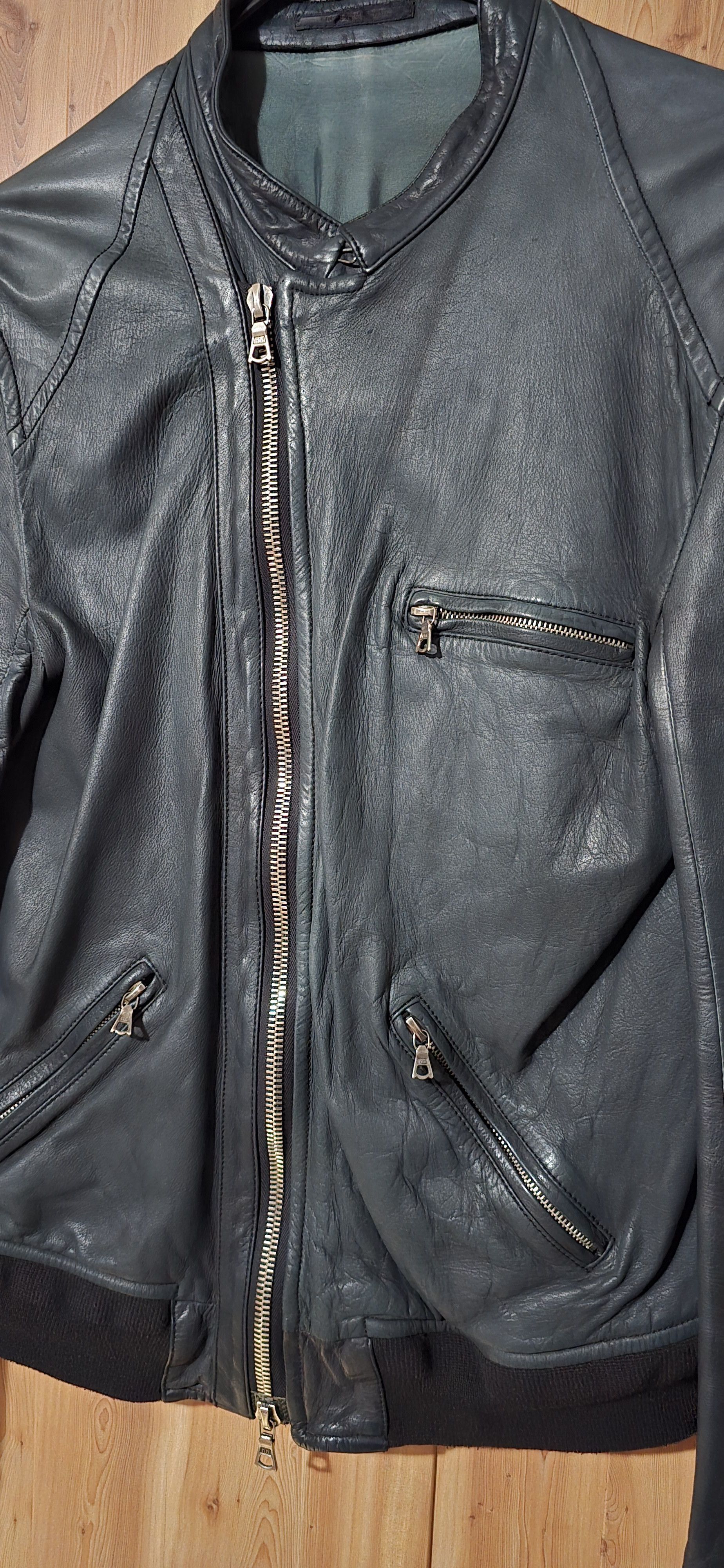 The Viridi-anne Dark Green Leather Biker Jacket Size US S / EU 44-46 / 1 - 4 Thumbnail