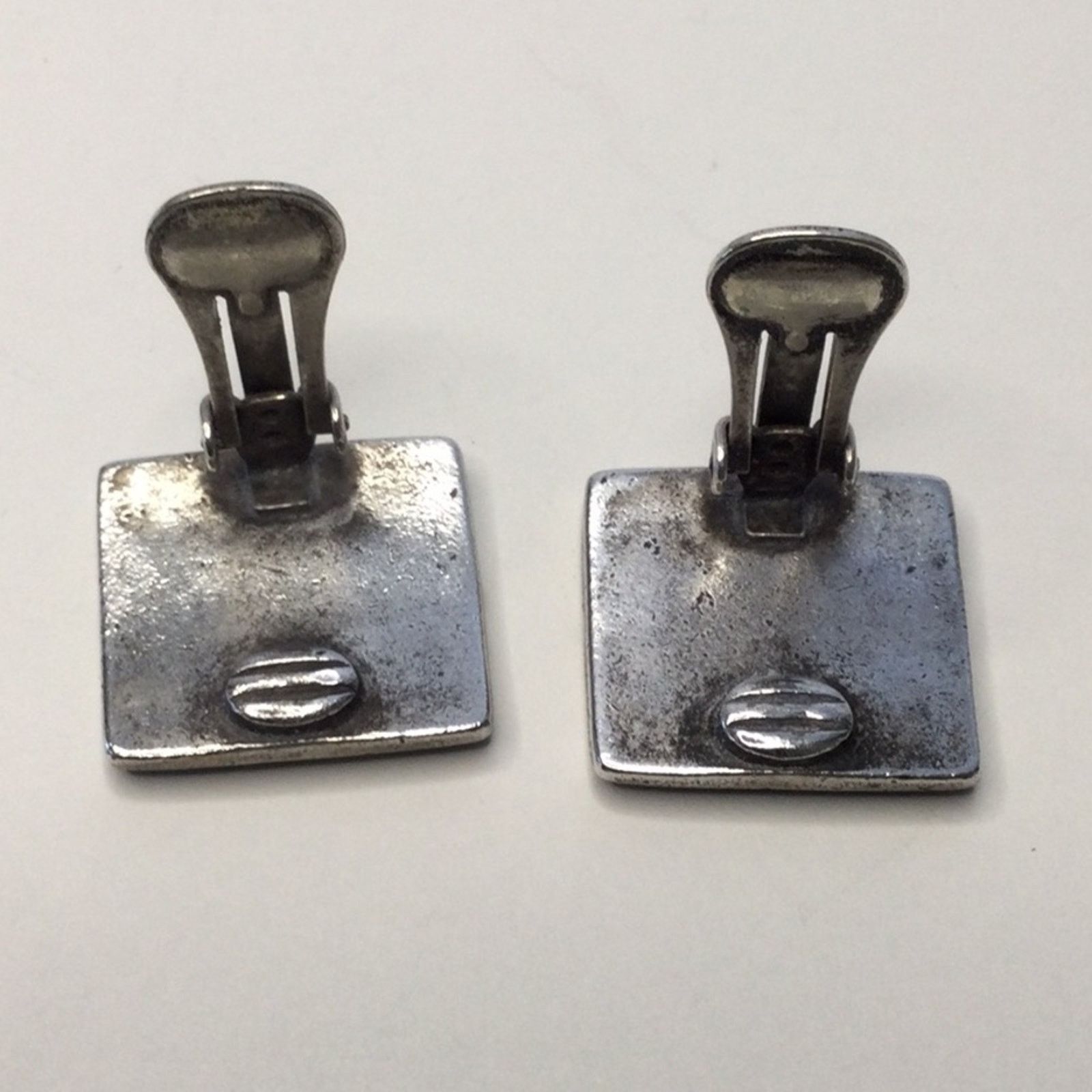 Other Square Geometric Green & Gray Vintage 1980's ClipOn Earrings Size ONE SIZE - 9 Thumbnail