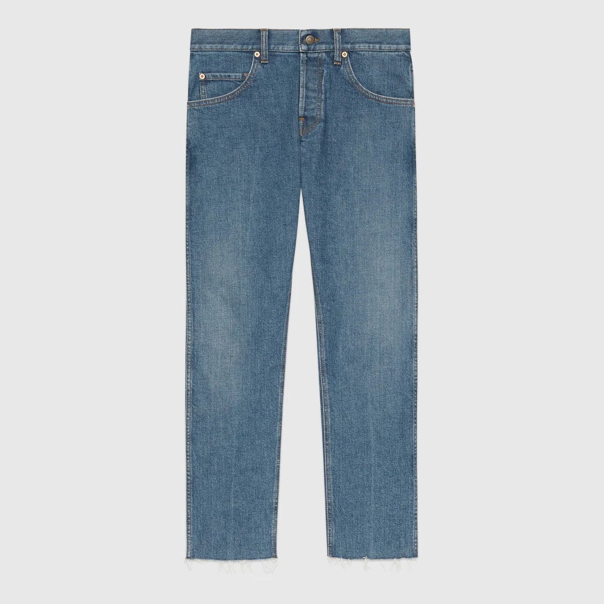 Gucci oc11z1025 Stretch Denim Pant With Raw Cut Hem in Blue Size US 28 / EU 44 - 1 Thumbnail