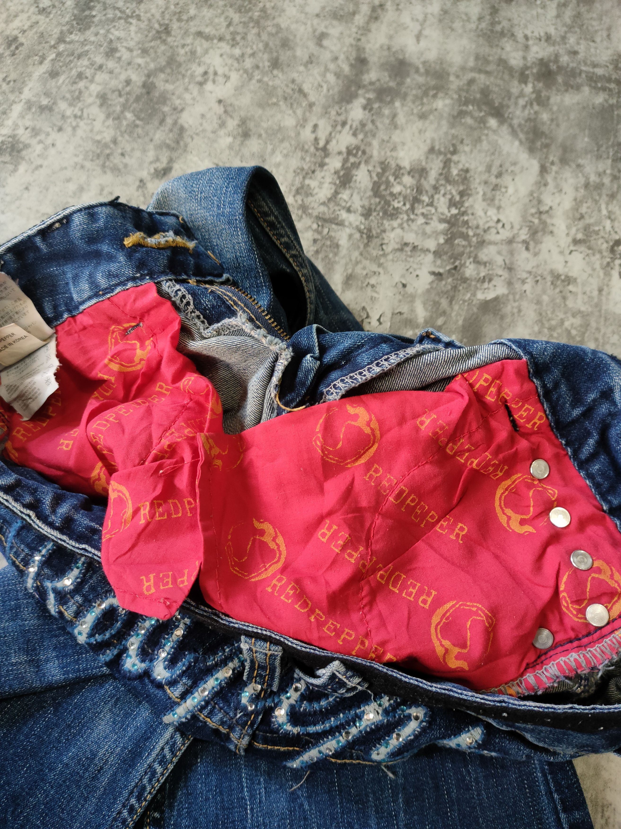 Hysteric Glamour × If Six Was Nine × Le Grande Bleu (L.G.B.) Red Pepper Butterfly Embordired Jeans Size 29" - 16 Thumbnail