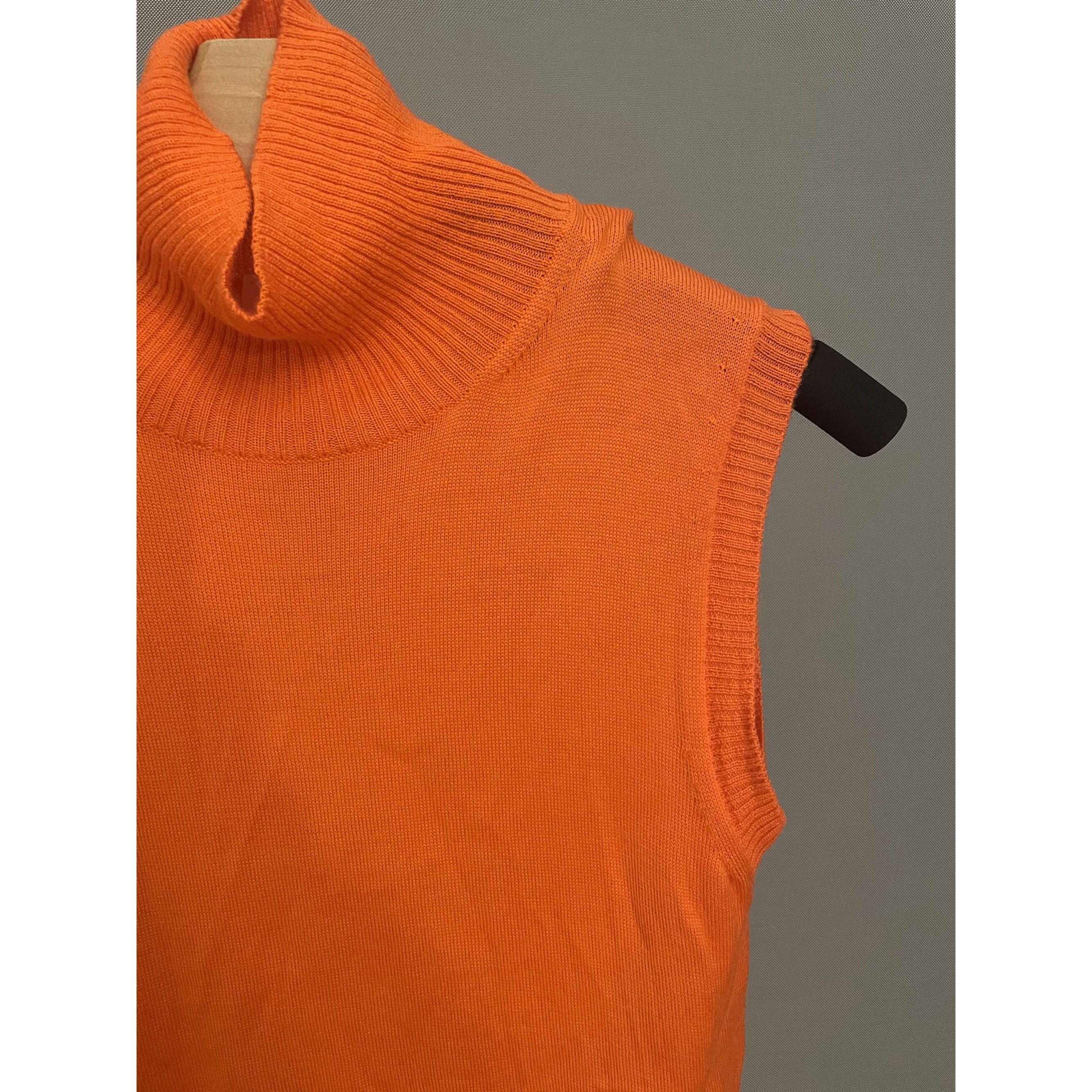 Sportmax SPORTMAX Sleeveless Orange Ribbed Turtleneck Sweater Top Wom Size S / US 4 / IT 40 - 5 Thumbnail